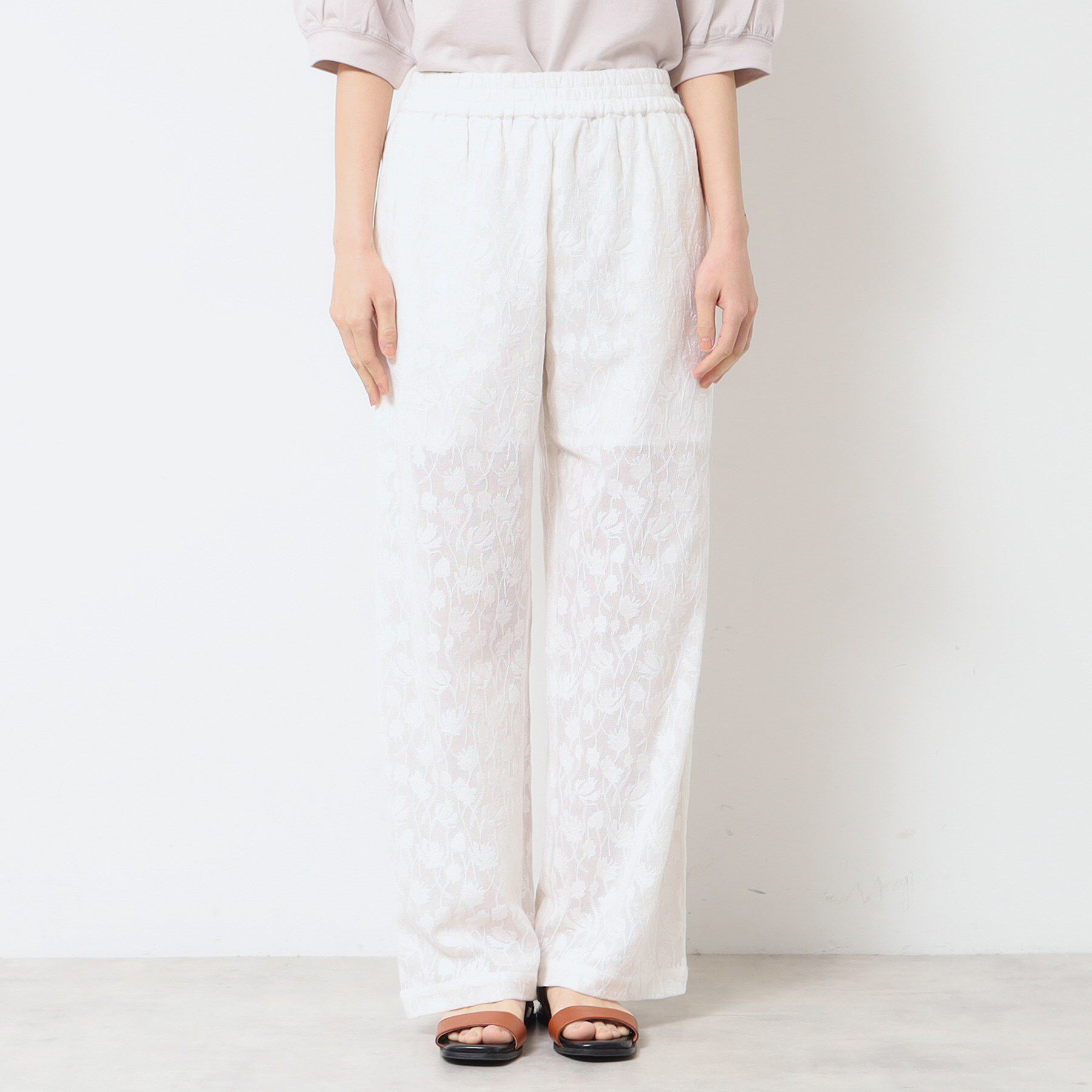 Dessin「【ウエストゴム・洗える】刺繍柄インドレースパンツ」|その他|