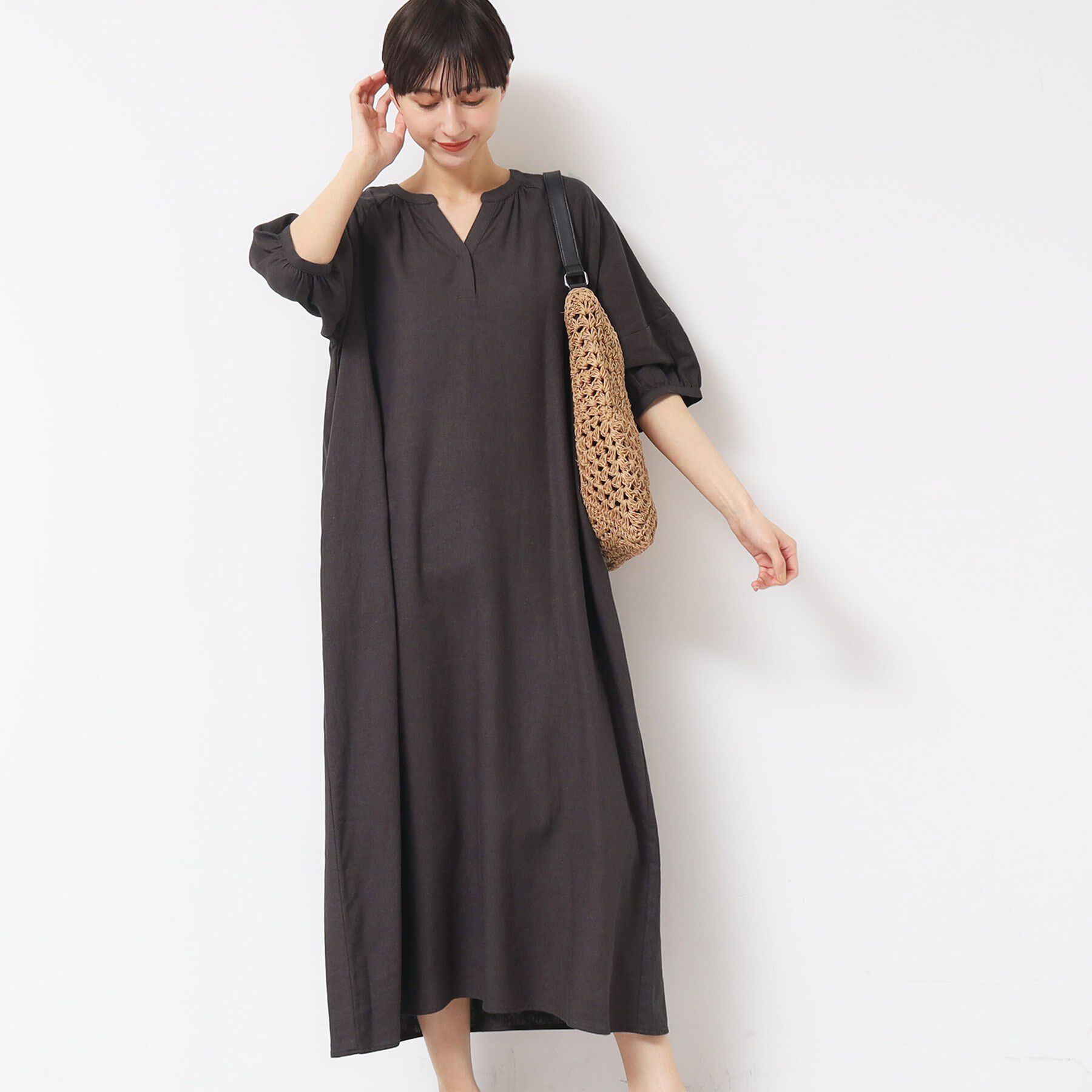 Dessin「【洗える】パフスリーブAラインワンピース（S～L）」|ワンピース|