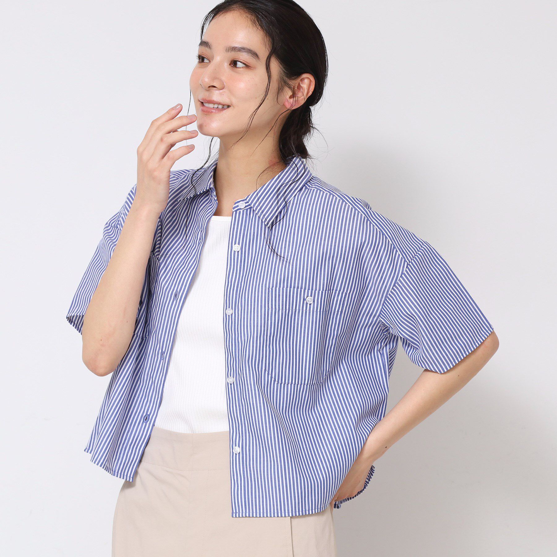 Dessin「【洗える】クロップド丈シャツ（XS～L）」|シャツ・ブラウス|