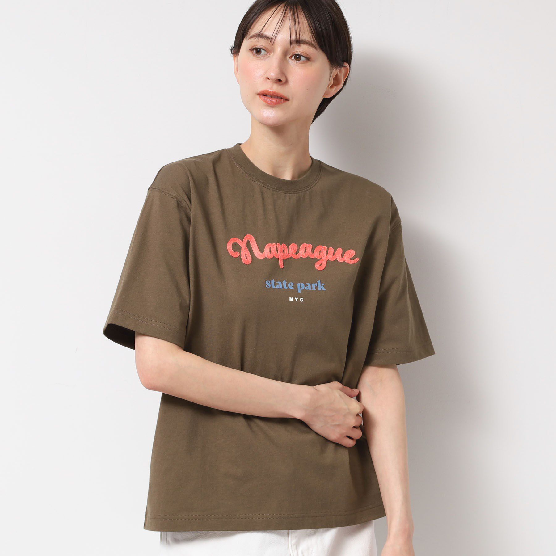 Dessin「【洗える】オーガニックコットンロゴTシャツ」|Tシャツ・カットソー|ブラウン(043)