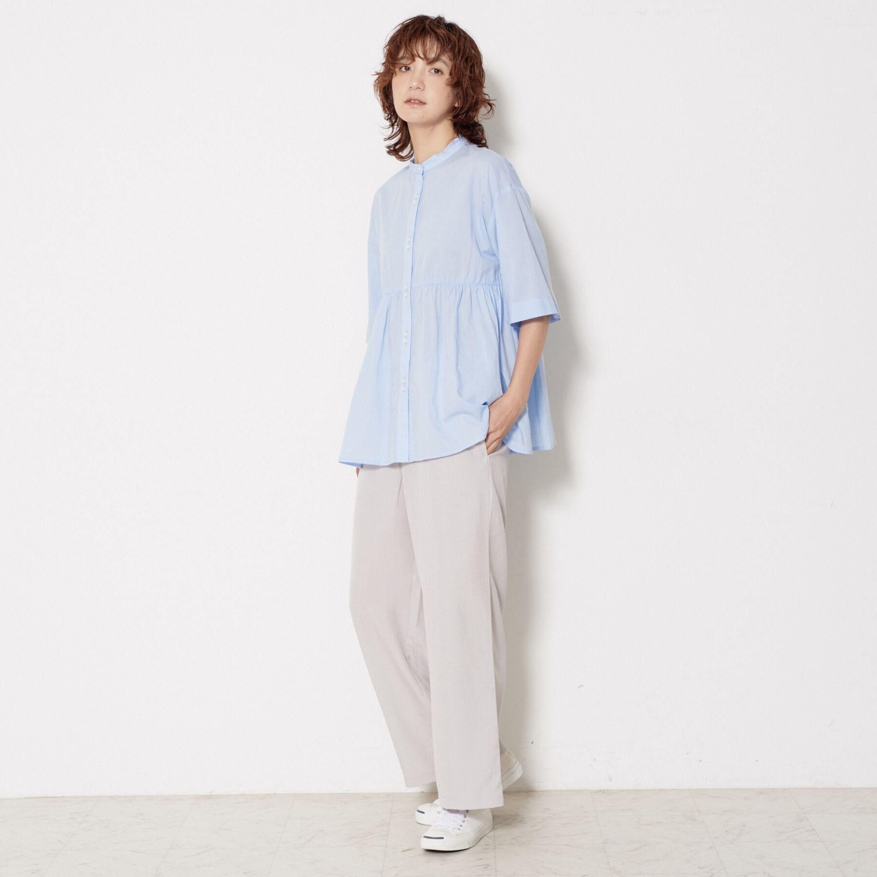 Dessin「【2点セット/ウエストゴム/洗える】スキッパ―シャツ＆ストレートパンツセット」|スーツ|