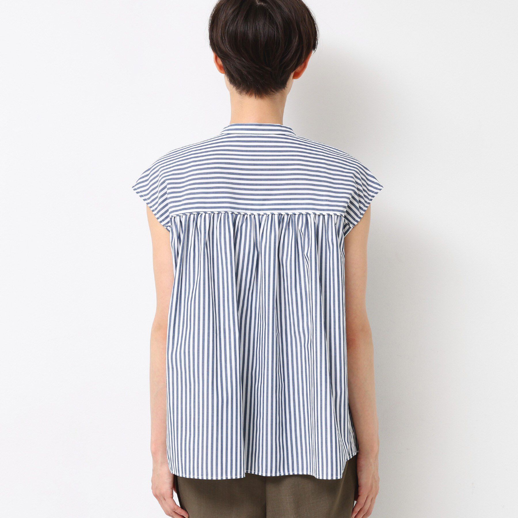 Dessin「【洗える】ストライプ柄ギャザーブラウス」|シャツ・ブラウス|