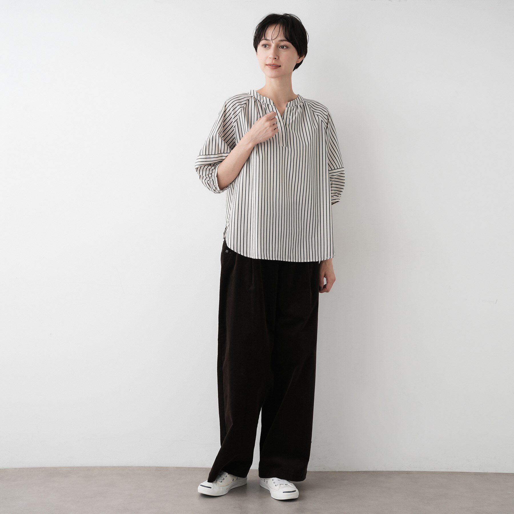 Dessin「【洗える/五分袖】ランタンスリーブスキッパーネックブラウス」|シャツ・ブラウス|