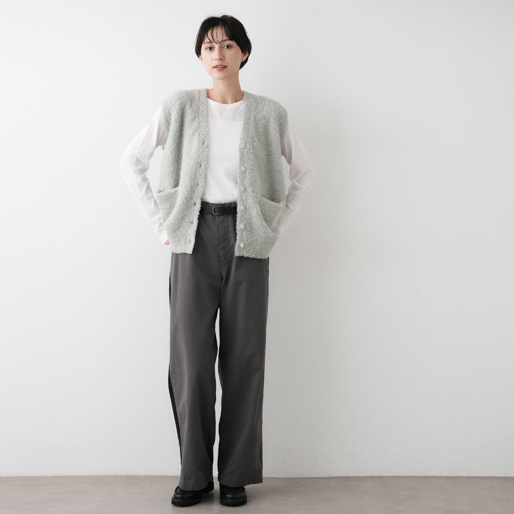 Dessin「【洗える】Vネックシャギーベスト」|ベスト・ジレ|