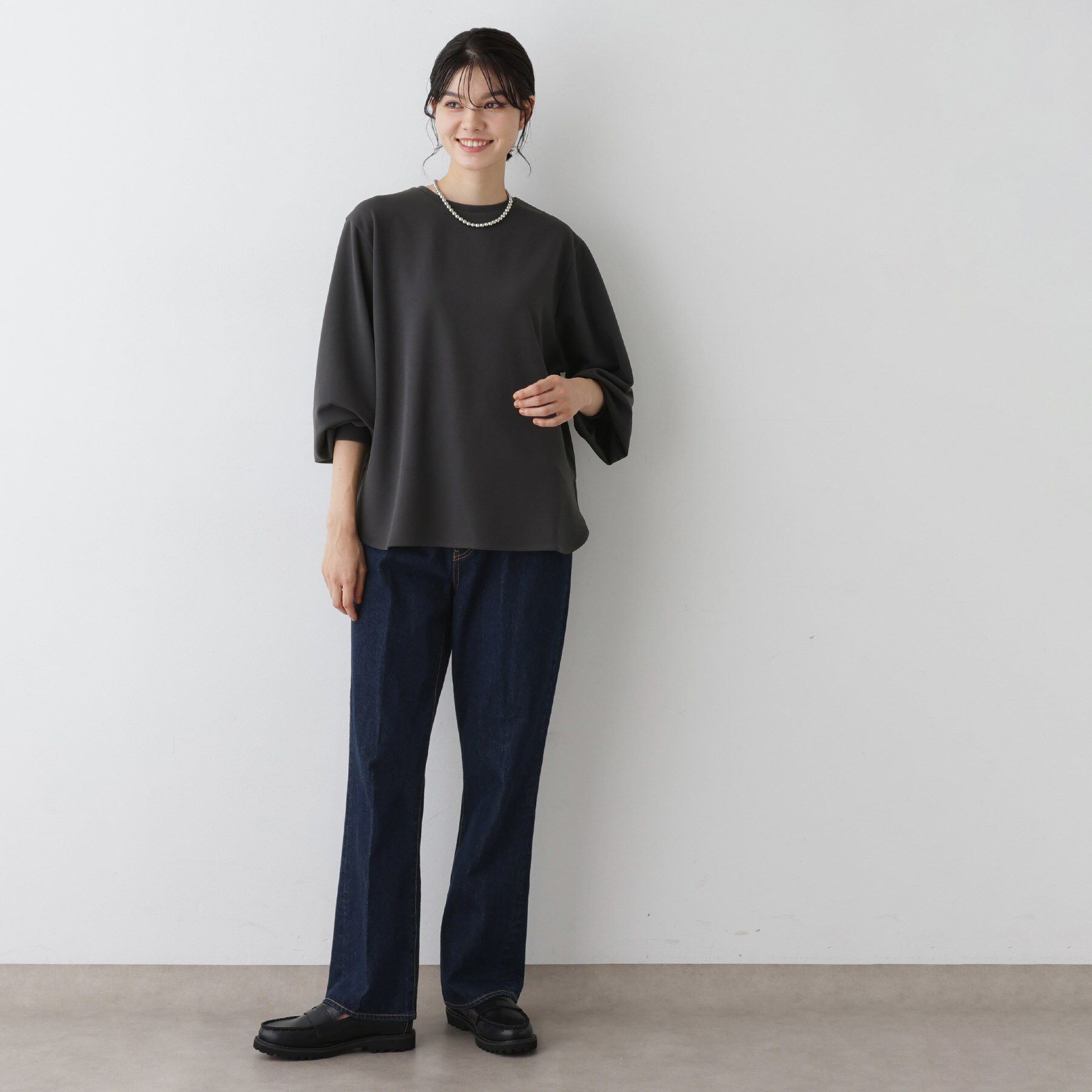 Dessin「【体型カバー・洗える】ドロップショルダーブラウス」|シャツ・ブラウス|