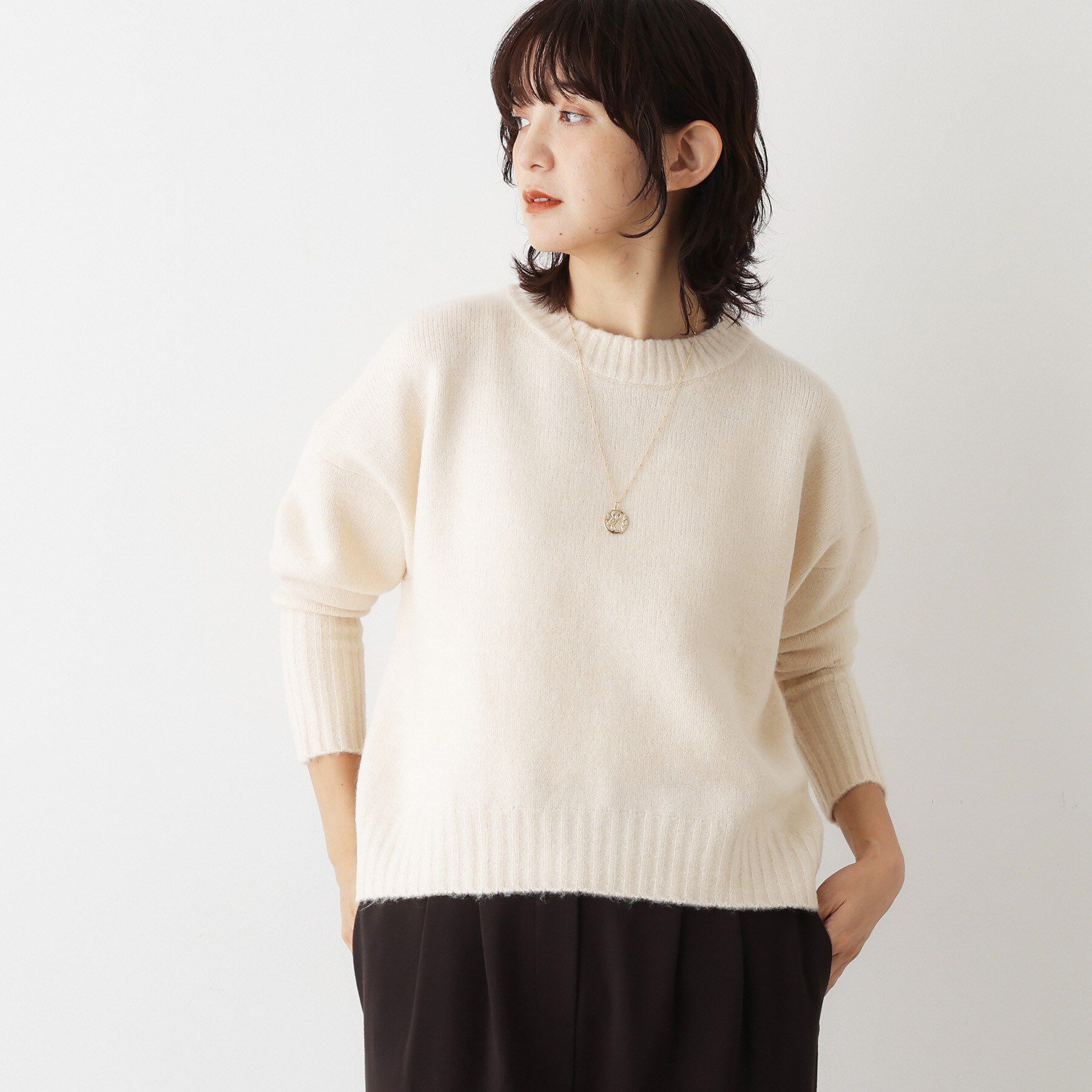 Dessin「【洗える】クルーネックワイドニット」|ニット・セーター|アイボリー(004)