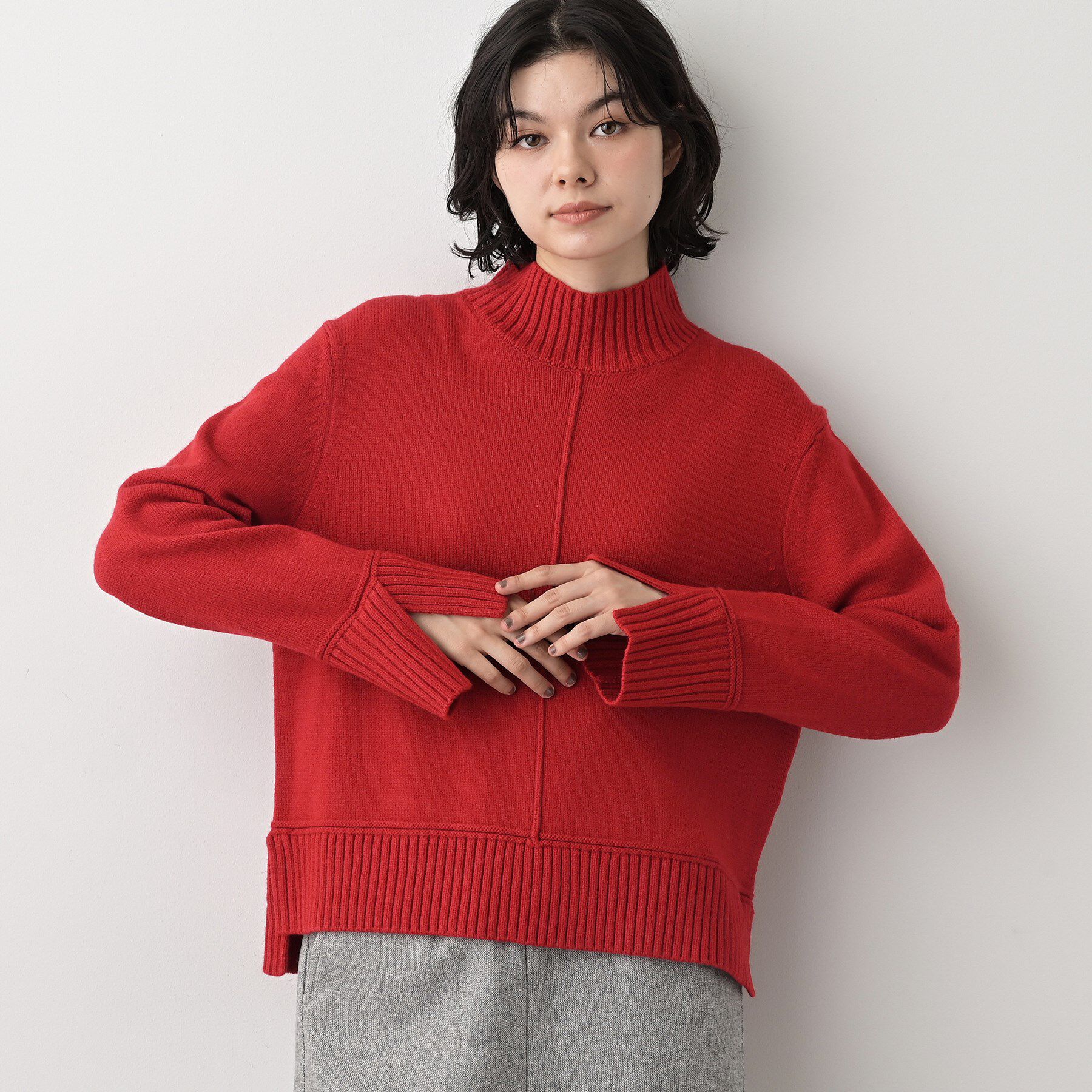 Dessin「【洗える】センタータックラインハイネックニット」|ニット・セーター|