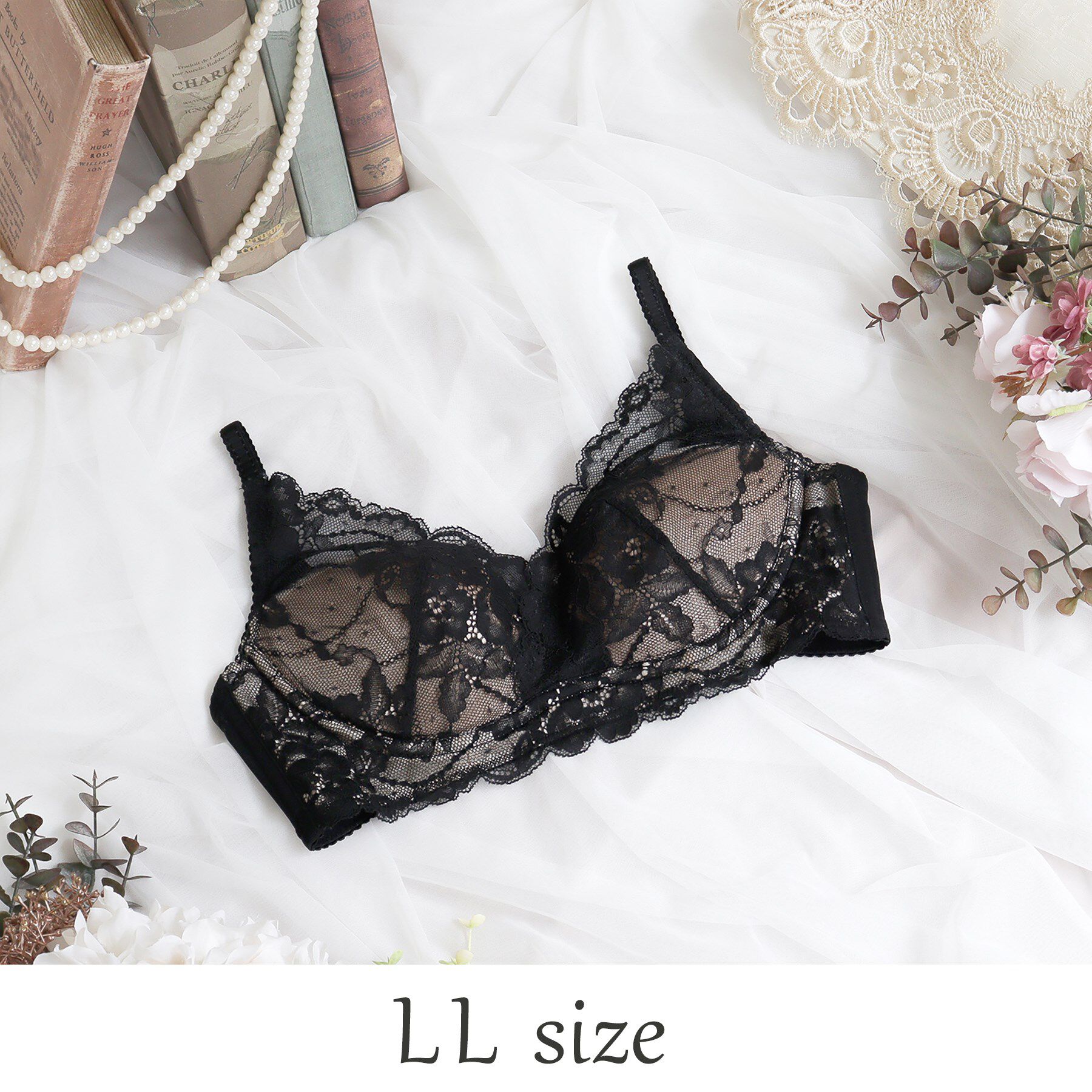 Risa Magli「ノーラ ナチュラルアレンジブラ（LL）」|インナー|ブラック(019)