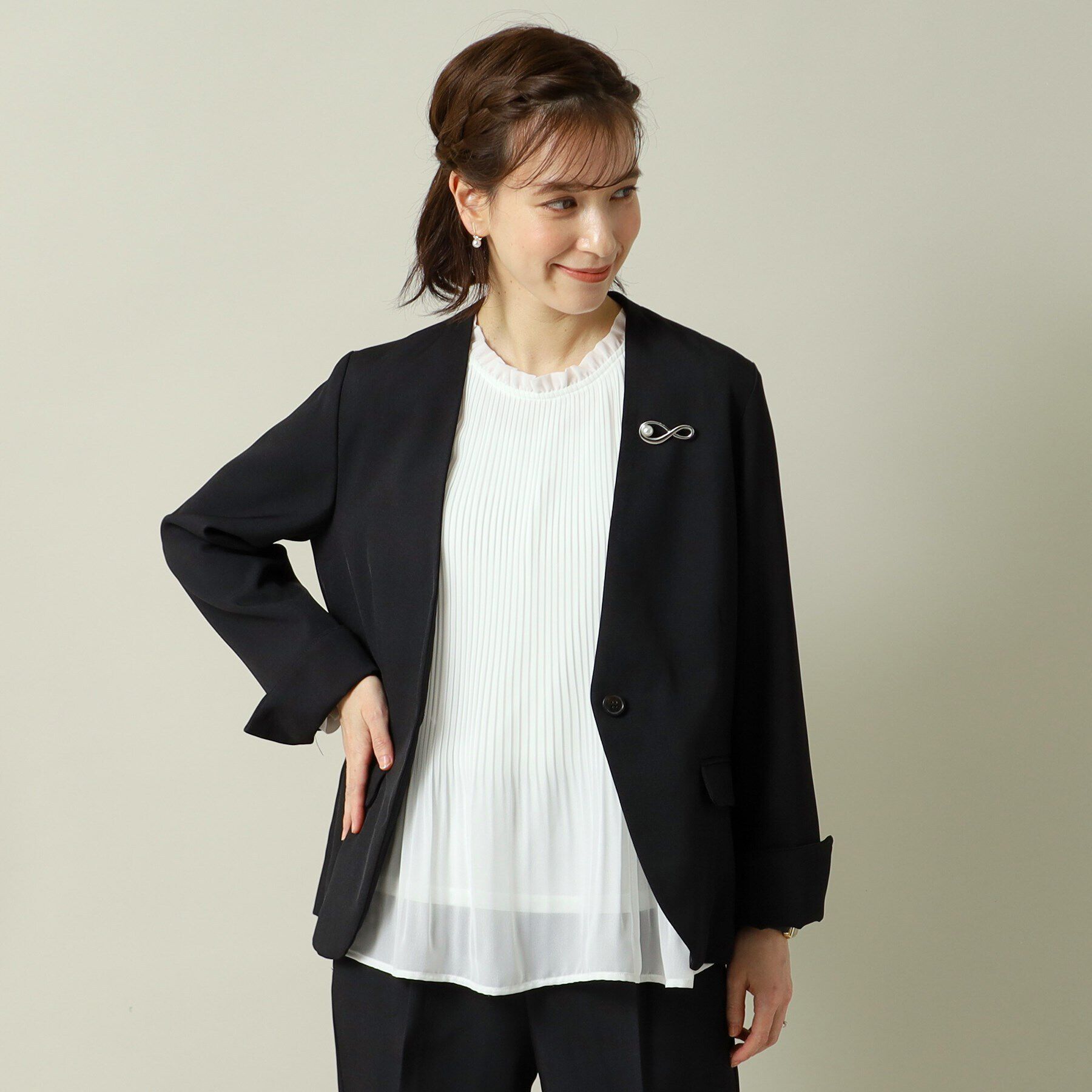 ITS&rsquo;DEMO「【通勤／手洗い可／吸水速乾】ツイルノーカラージャケット」|ノーカラージャケット|