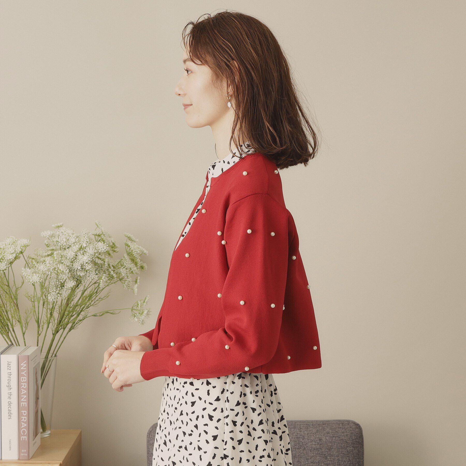 ITS&rsquo;DEMO「【手洗い可】パール調スカラップカーデ」|カーディガン|