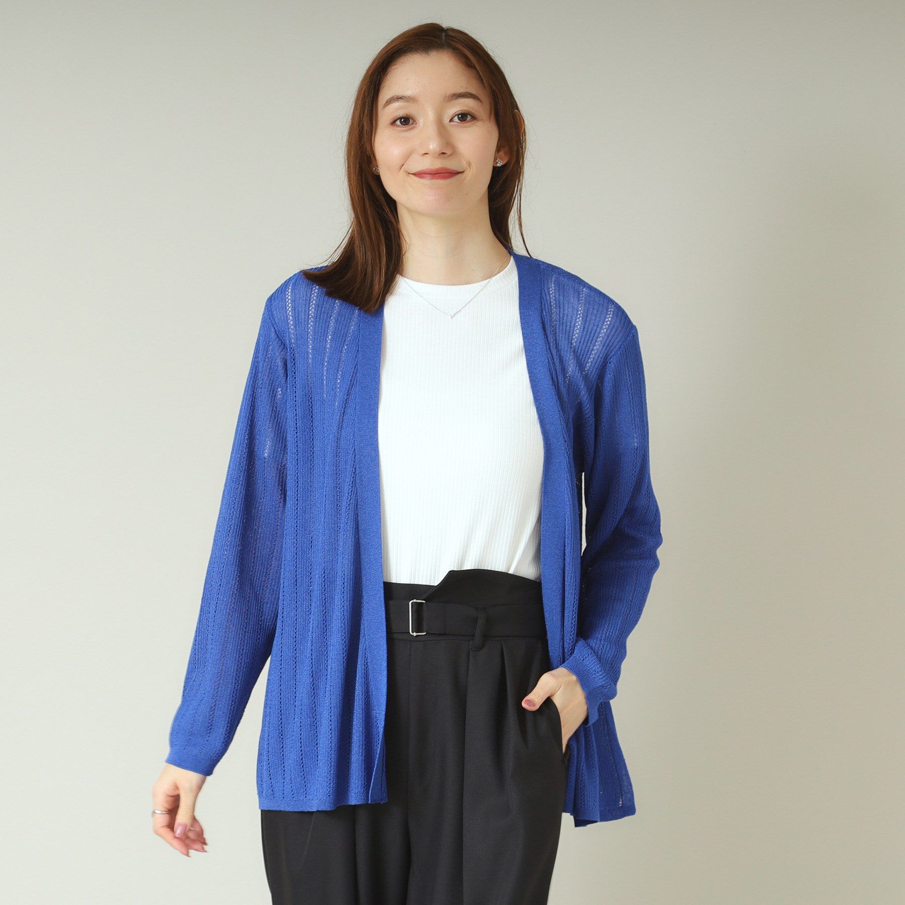 ITS&rsquo;DEMO「【手洗い可】透かし編み着流しカーデ」|カーディガン|