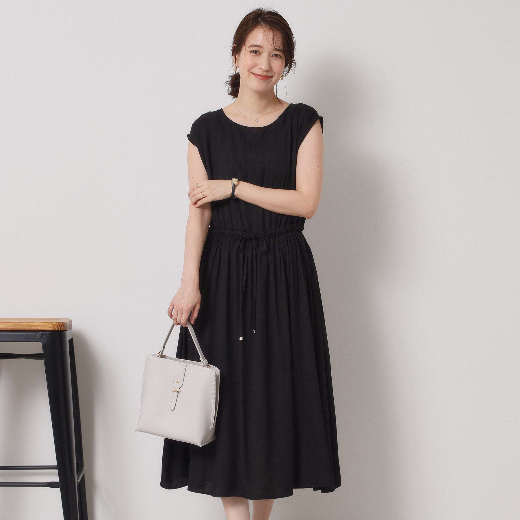 ITS&rsquo;DEMO「【さらりタッチ／手洗い可】強撚スラブブラウジングワンピース」|ワンピース|