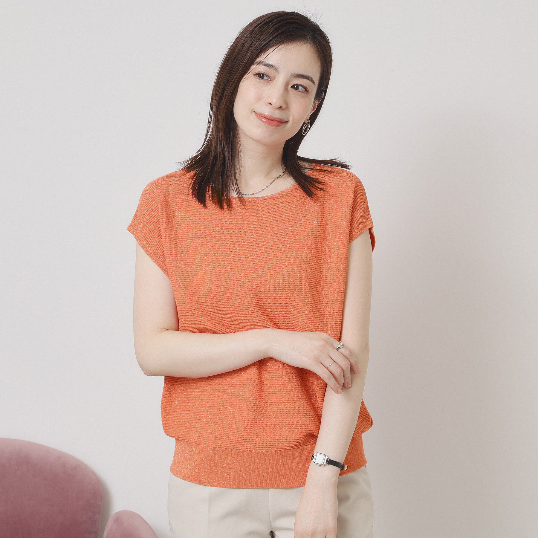 ITS&rsquo;DEMO「【さらりタッチ／ラメ／洗濯機OK】ラメガーターフレンチニット」|ニット・セーター|