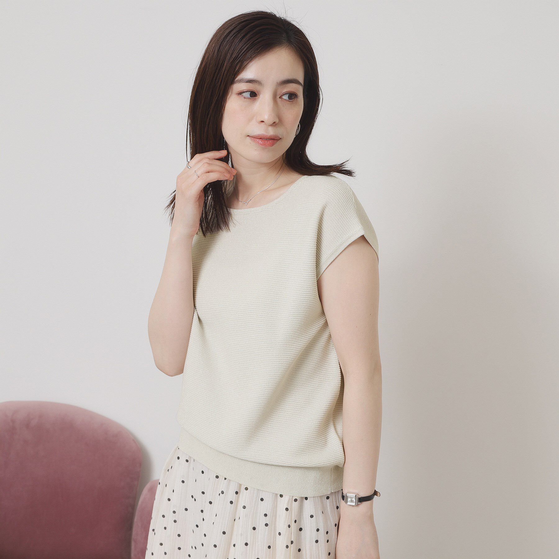 ITS&rsquo;DEMO「【さらりタッチ／ラメ／洗濯機OK】ラメガーターフレンチニット」|ニット・セーター|