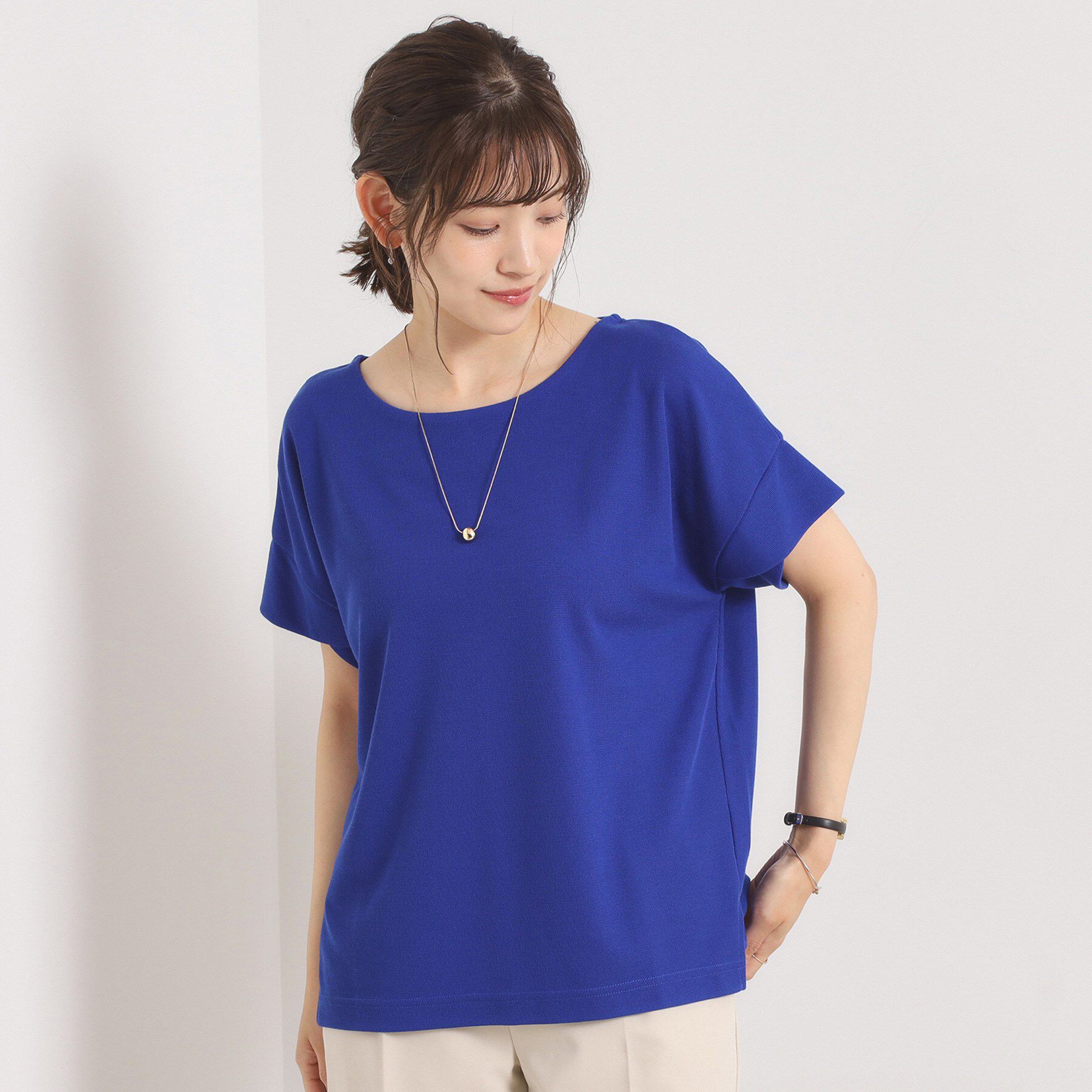 ITS&rsquo;DEMO「【接触冷感／吸水速乾／洗濯機OK】サカリバ袖タックプルオーバー」|Tシャツ・カットソー|ブルー(092)