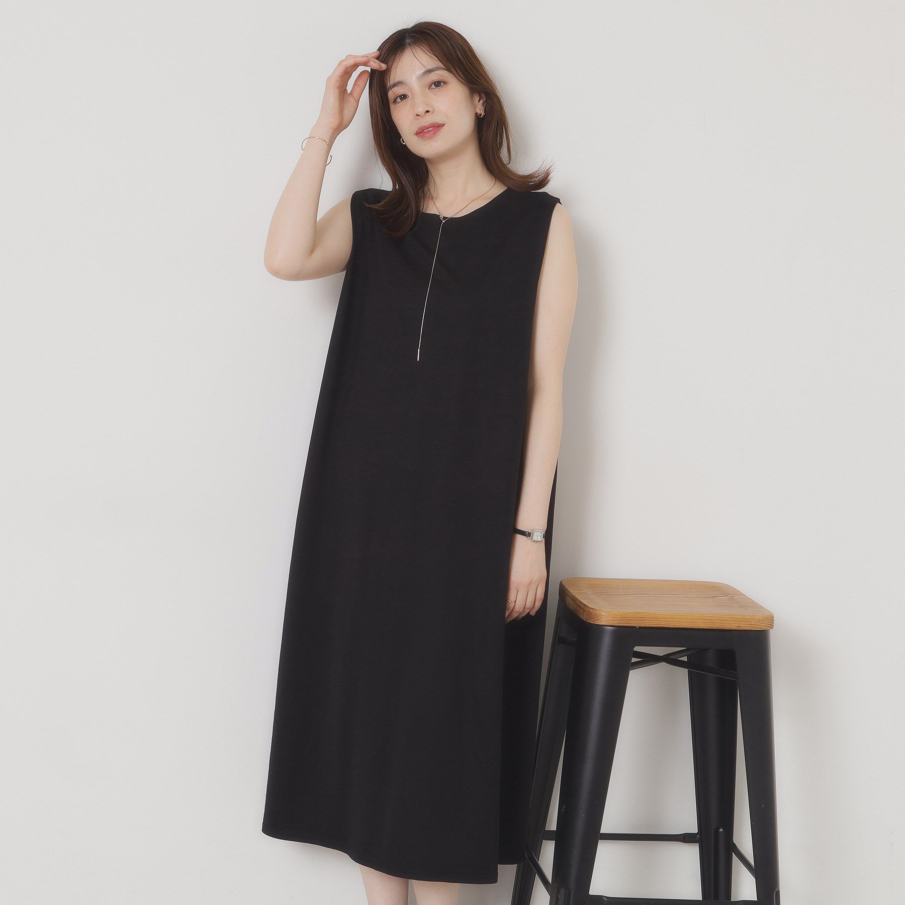 ITS&rsquo;DEMO「【接触冷感／洗濯機OK】カノコカットタックワンピース」|ワンピース|ブラック(019)