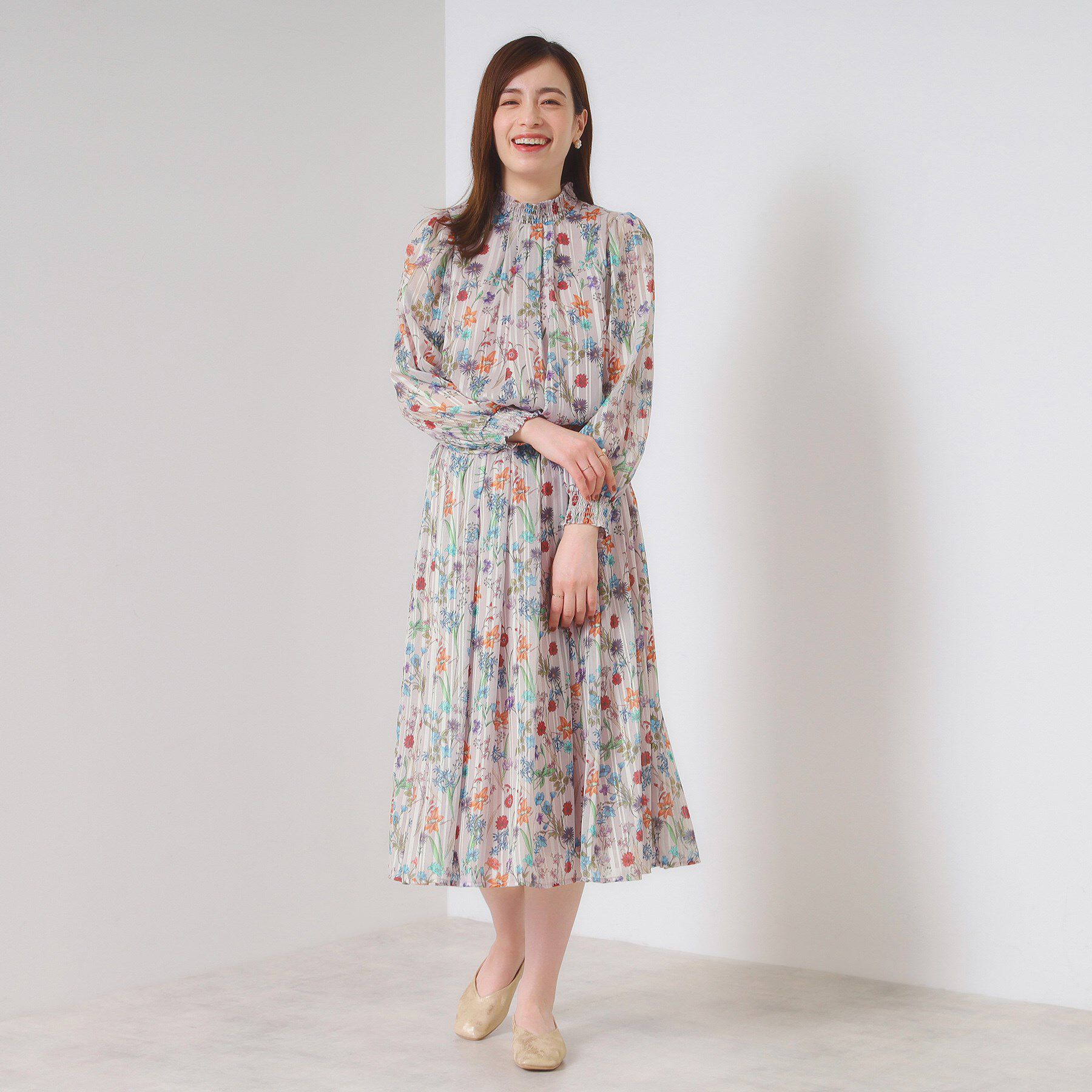 ITS&rsquo;DEMO「【手洗い可／セットアップ可】ラメストライプ花柄スカート」|スカート|