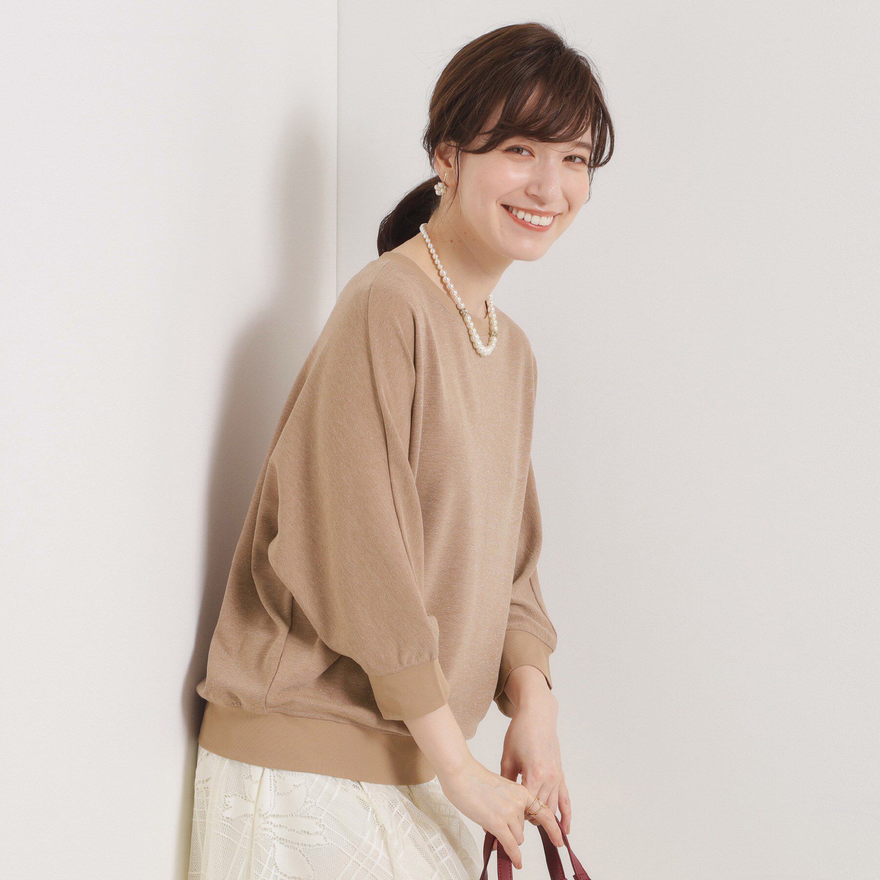 ITS&rsquo;DEMO「【手洗い可】ラメポンチドルマントップス」|Tシャツ・カットソー|