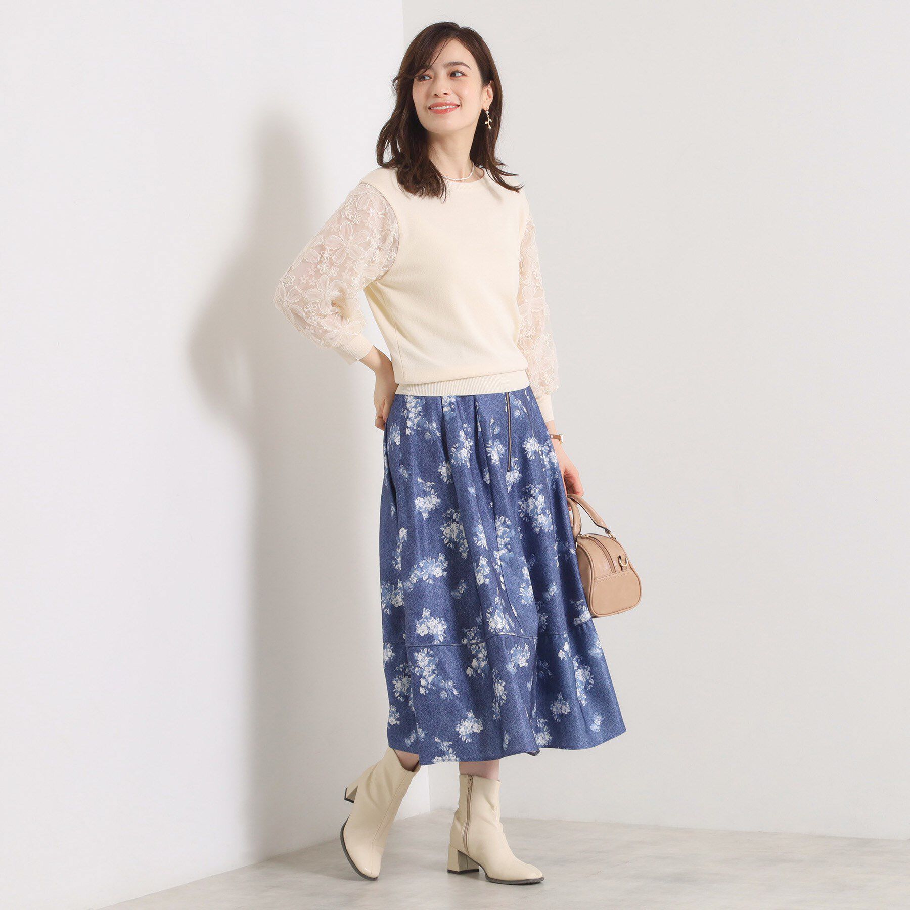 ITS&rsquo;DEMO「【手洗い可／ウエストゴム】フロントジップデニム風スカート」|スカート|