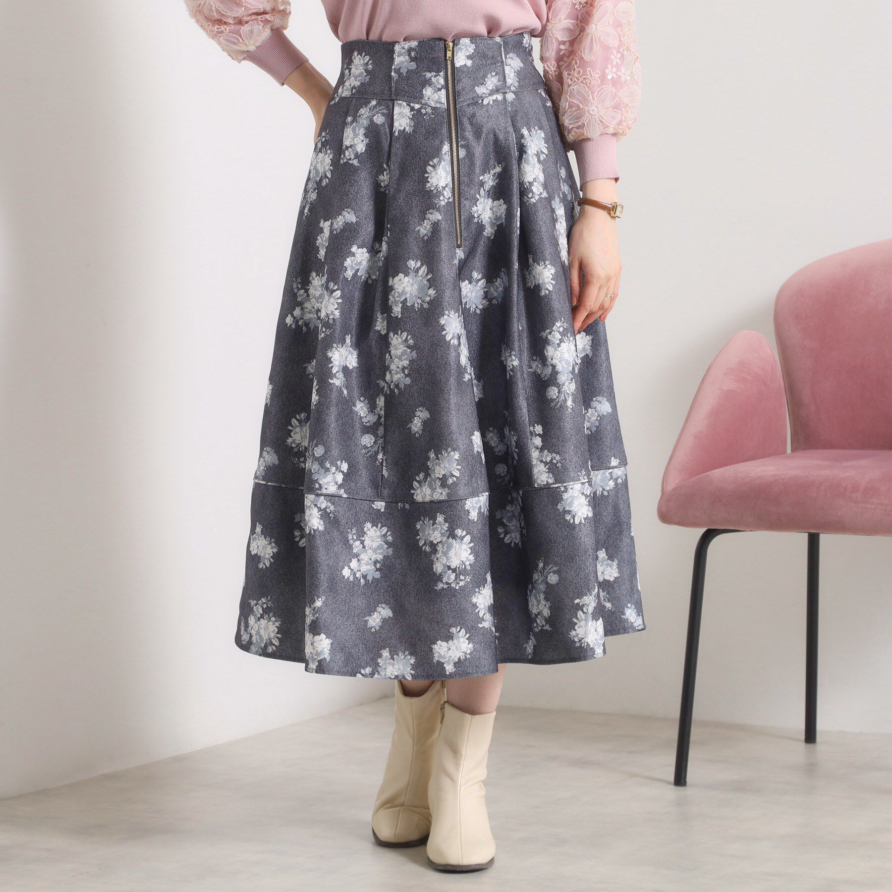 ITS&rsquo;DEMO「【手洗い可／ウエストゴム】フロントジップデニム風スカート」|スカート|