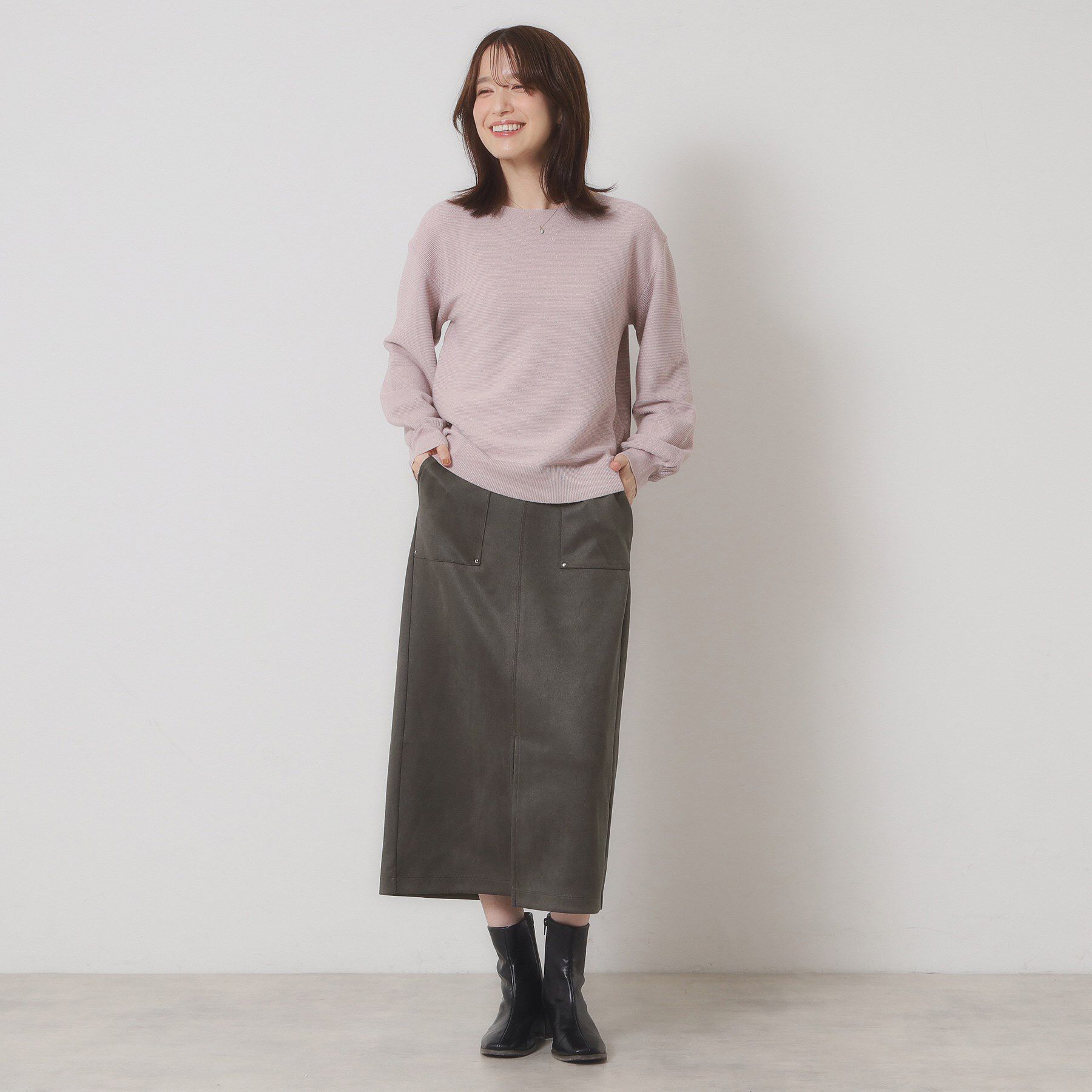 ITS&rsquo;DEMO「【マシンウォッシャブル／ウエストゴム】カットスエードスカート」|スカート|