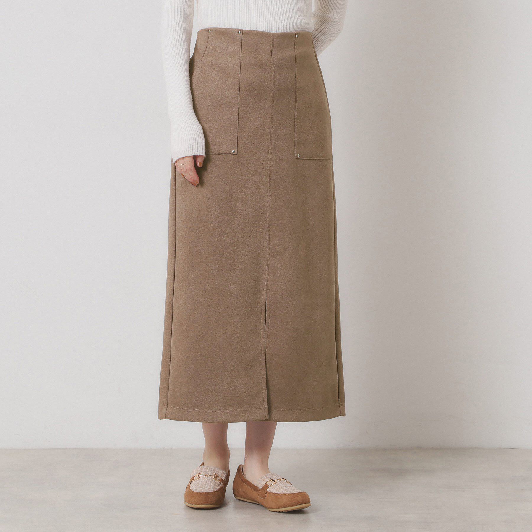 ITS&rsquo;DEMO「【マシンウォッシャブル／ウエストゴム】カットスエードスカート」|スカート|