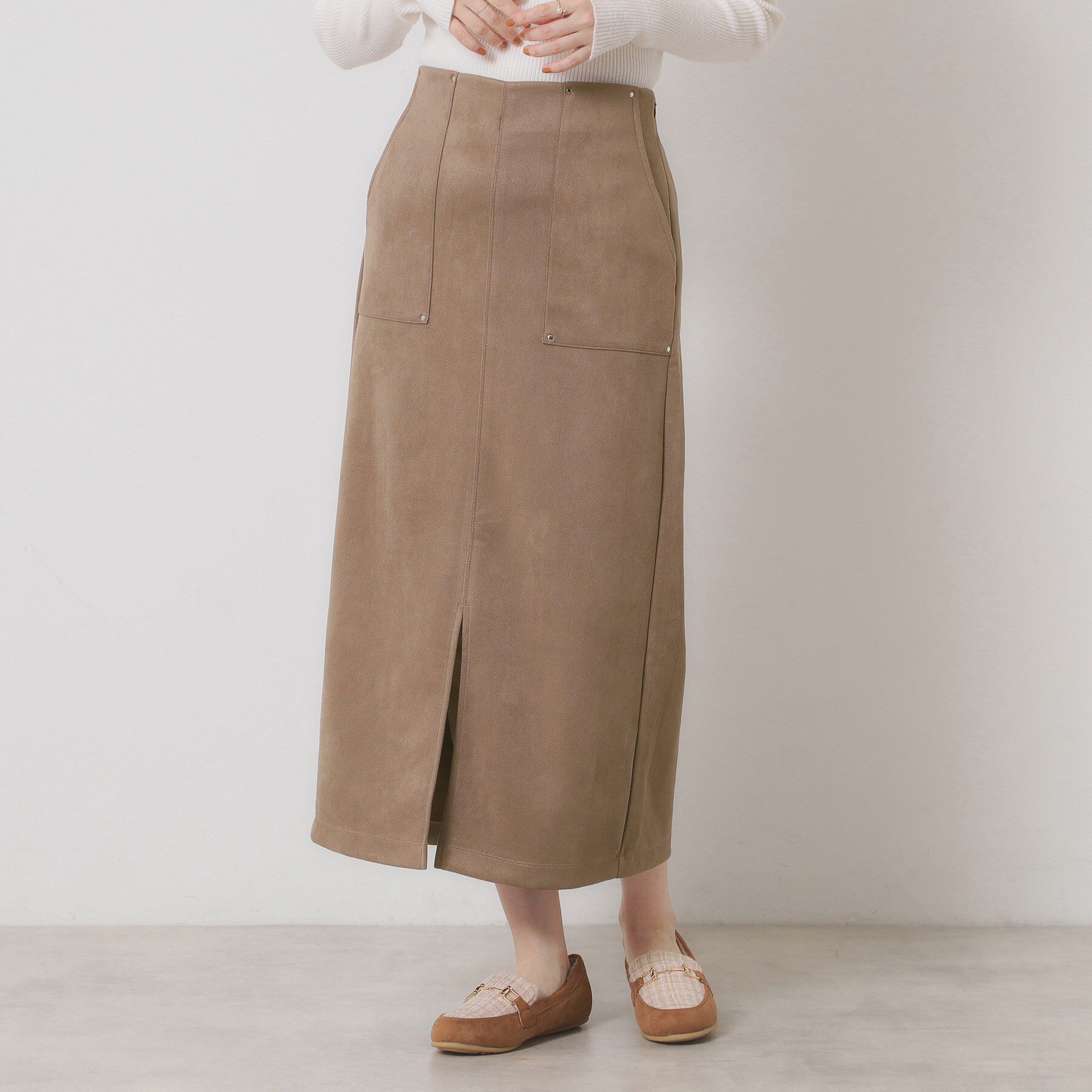 ITS&rsquo;DEMO「【マシンウォッシャブル／ウエストゴム】カットスエードスカート」|スカート|ブラウン(044)