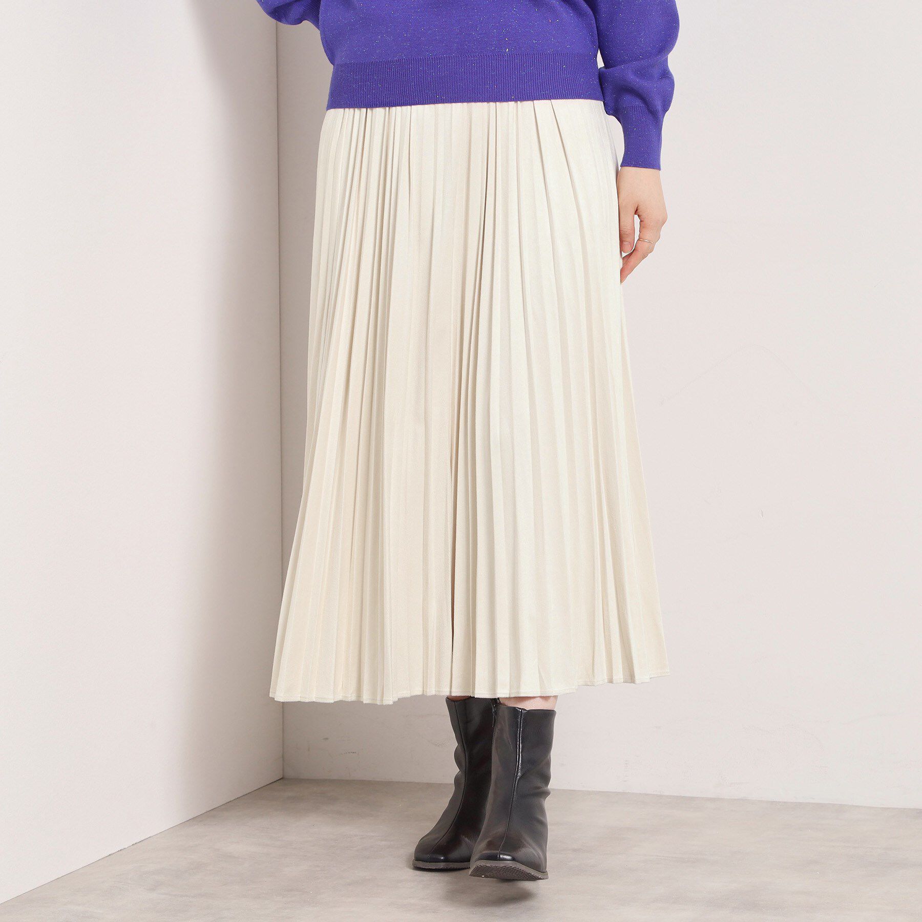 ITS&rsquo;DEMO「【手洗い可/ウエストゴム】フェイクスエードプリーツスカート」|スカート|