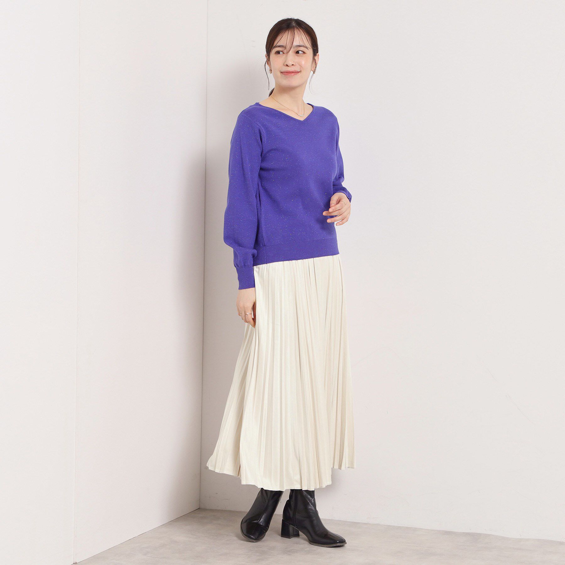 ITS&rsquo;DEMO「【手洗い可/ウエストゴム】フェイクスエードプリーツスカート」|スカート|