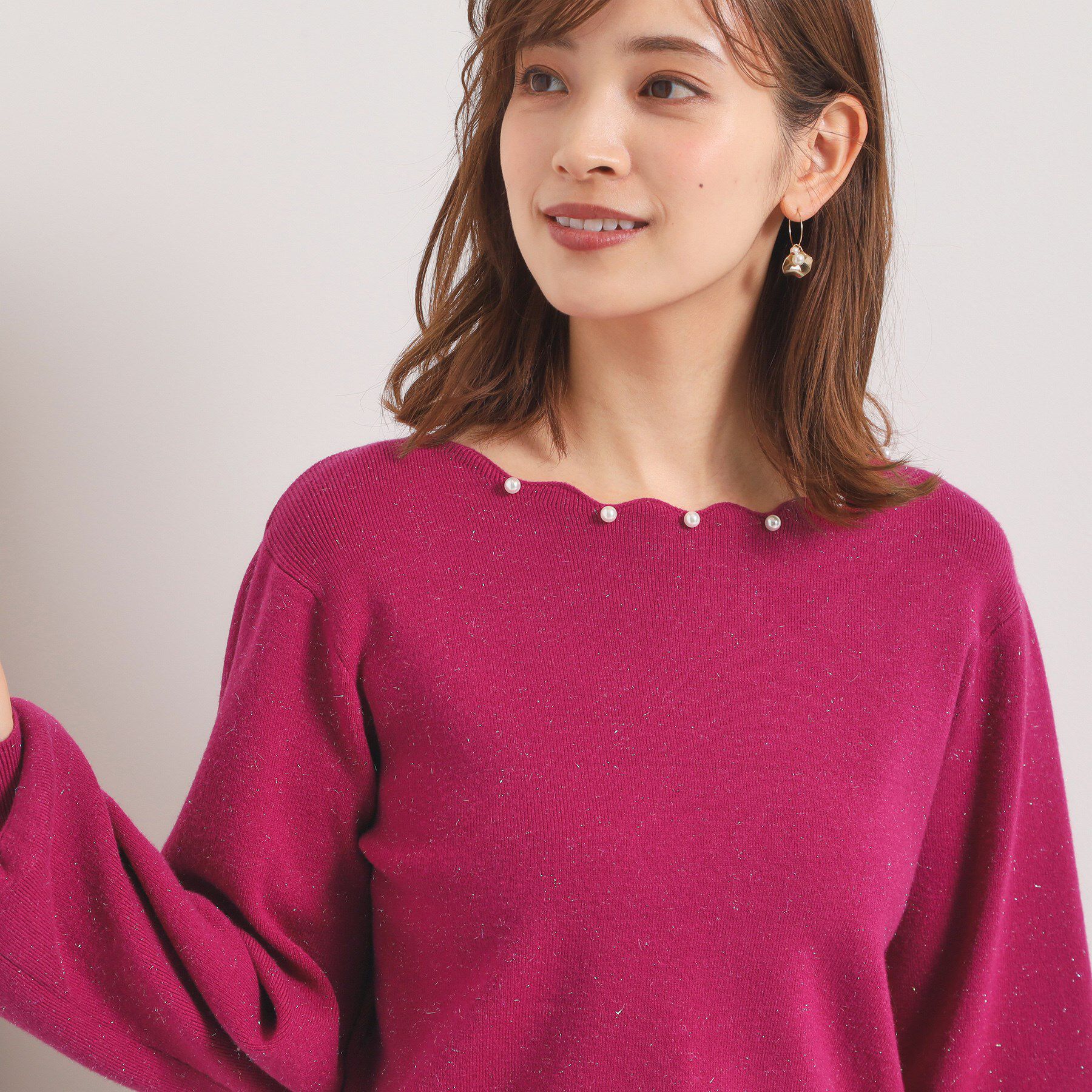 ITS&rsquo;DEMO「【手洗い可】スカラップパール調ラメニット」|ニット・セーター|