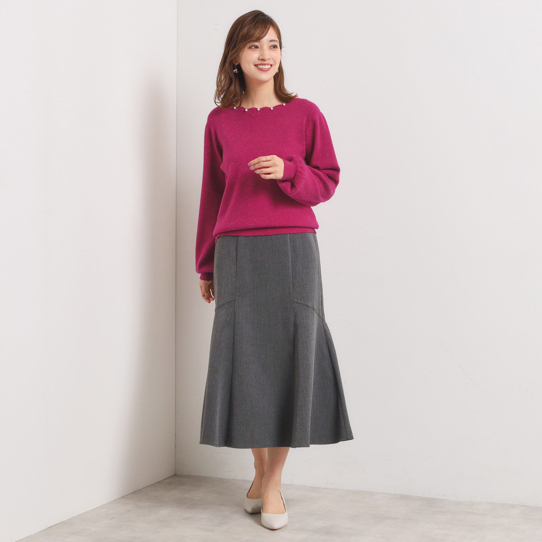 ITS&rsquo;DEMO「【手洗い可】スカラップパール調ラメニット」|ニット・セーター|