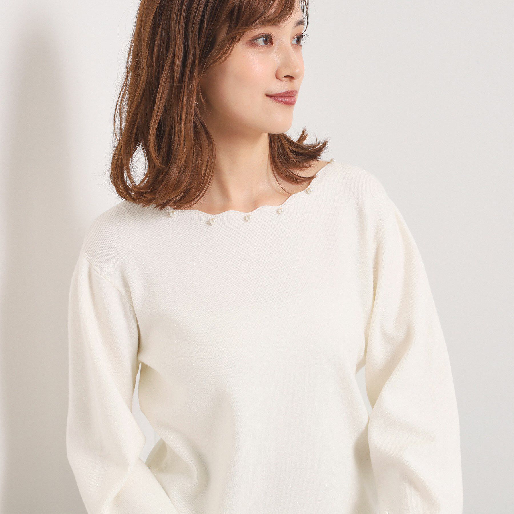 ITS&rsquo;DEMO「【手洗い可】スカラップパール調ラメニット」|ニット・セーター|