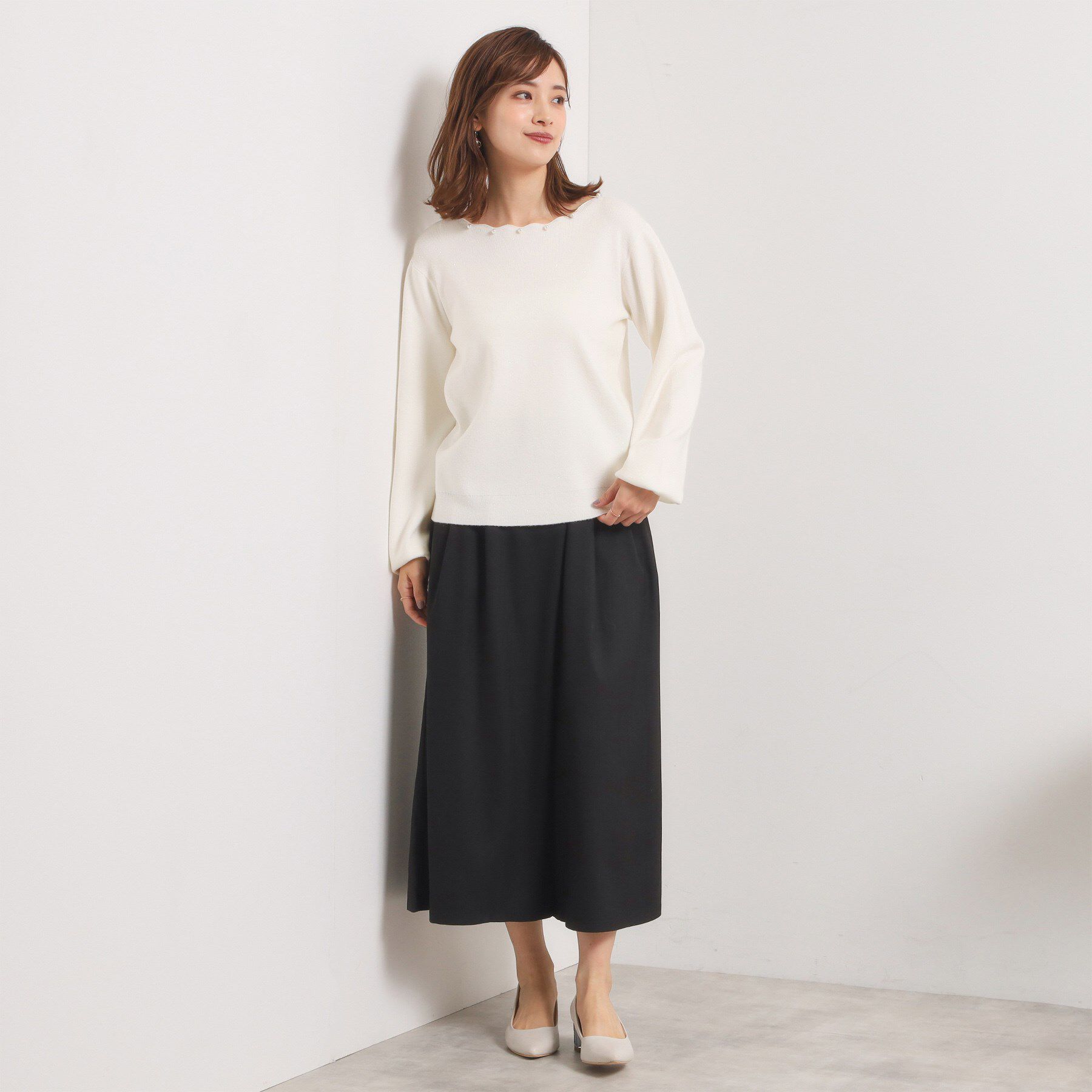 ITS&rsquo;DEMO「【手洗い可】スカラップパール調ラメニット」|ニット・セーター|