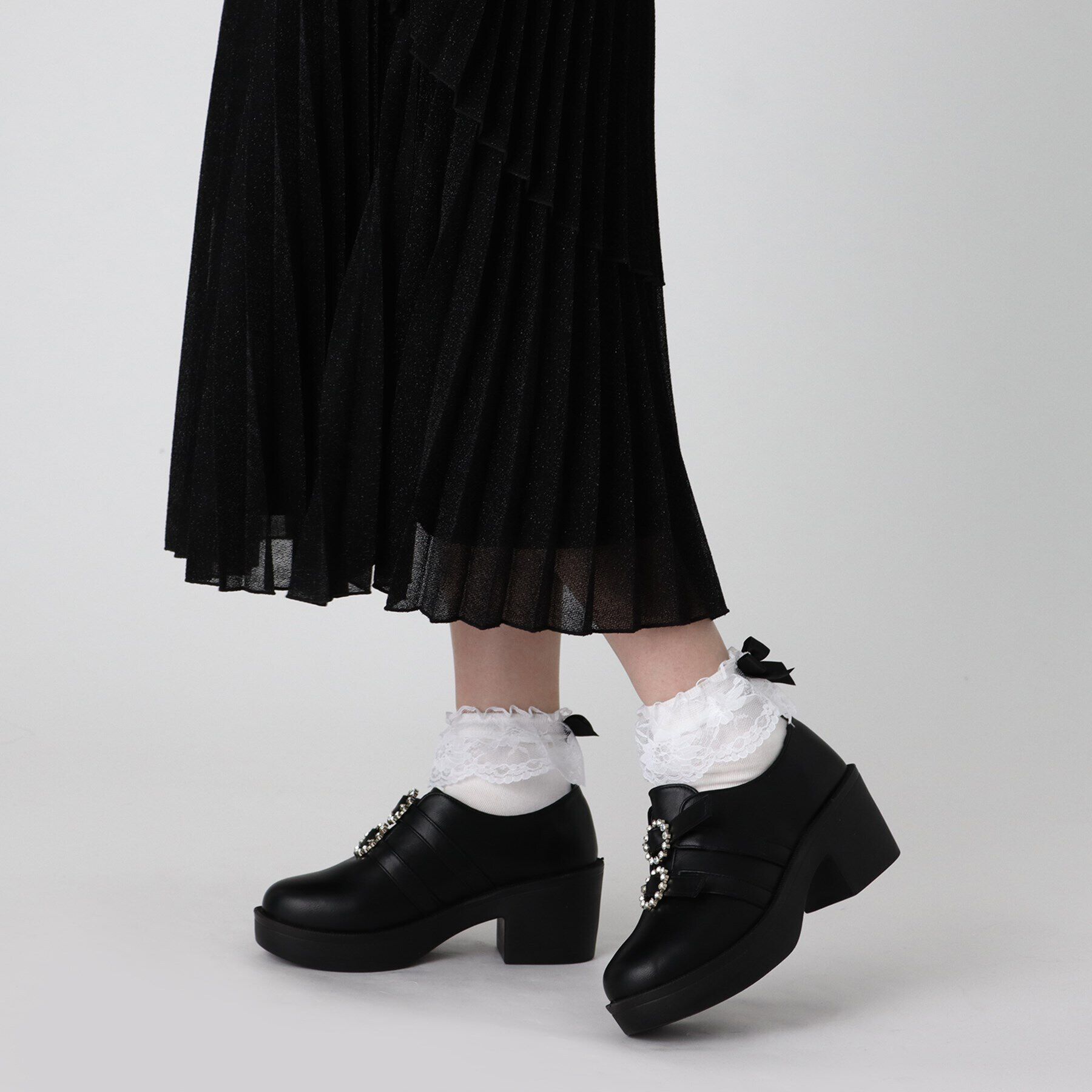 csT&P「軽量厚底ソール ダブルストーンモチーフローファー」|パンプス|