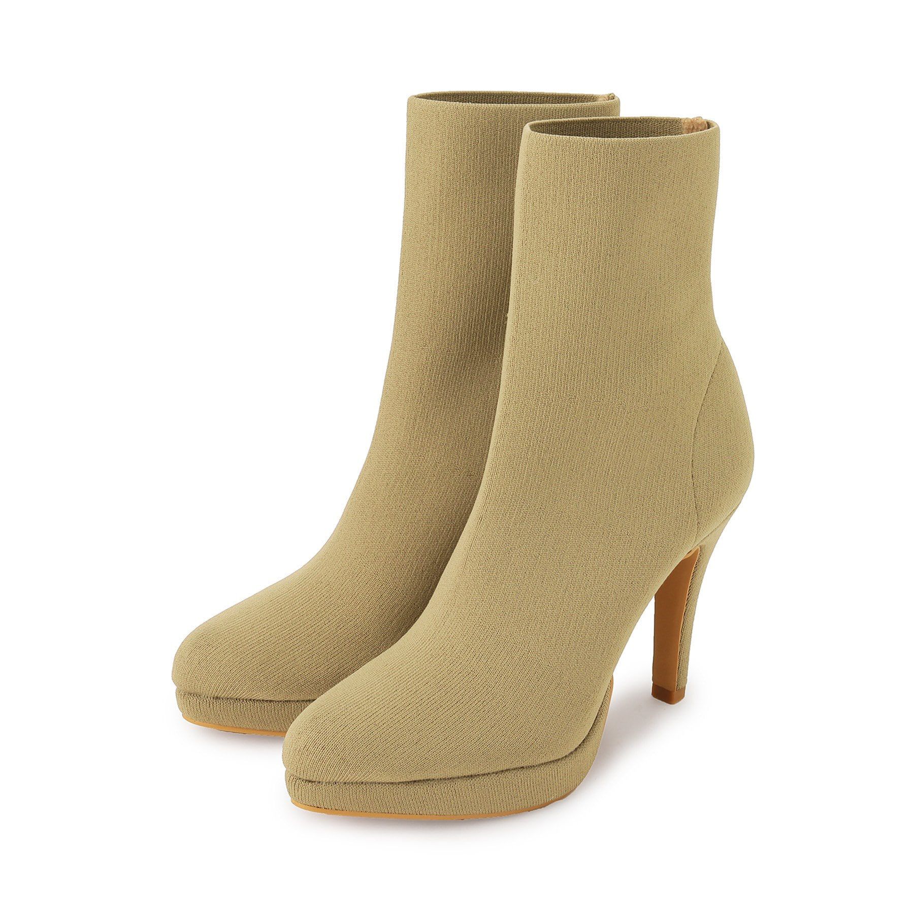 ESPERANZA「アーモンドトゥヒールストレッチニットショートブーツ 24SS」|ショートブーツ|ブラウン(348)