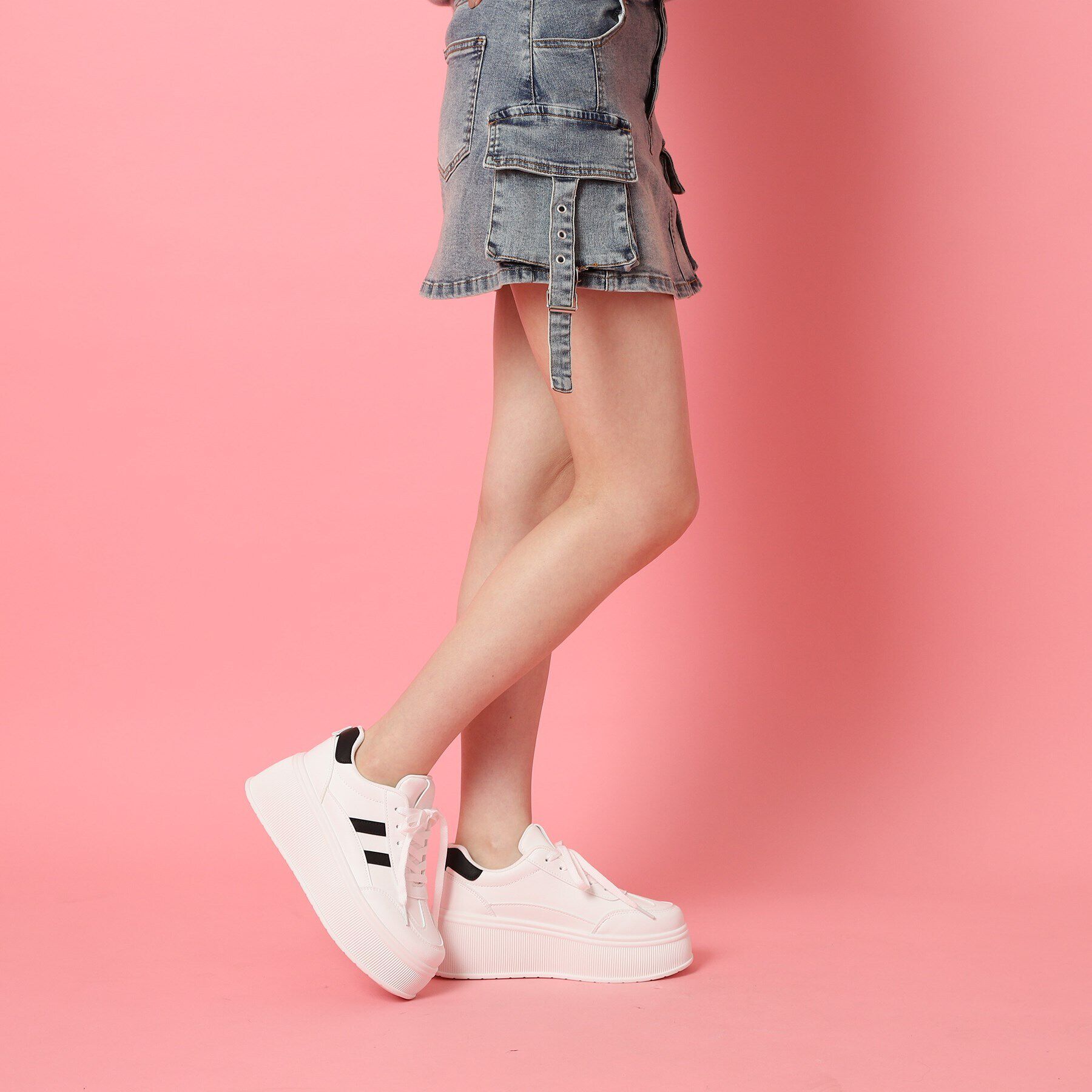 csT&P「厚底ラインデザインスニーカー」|スニーカー|