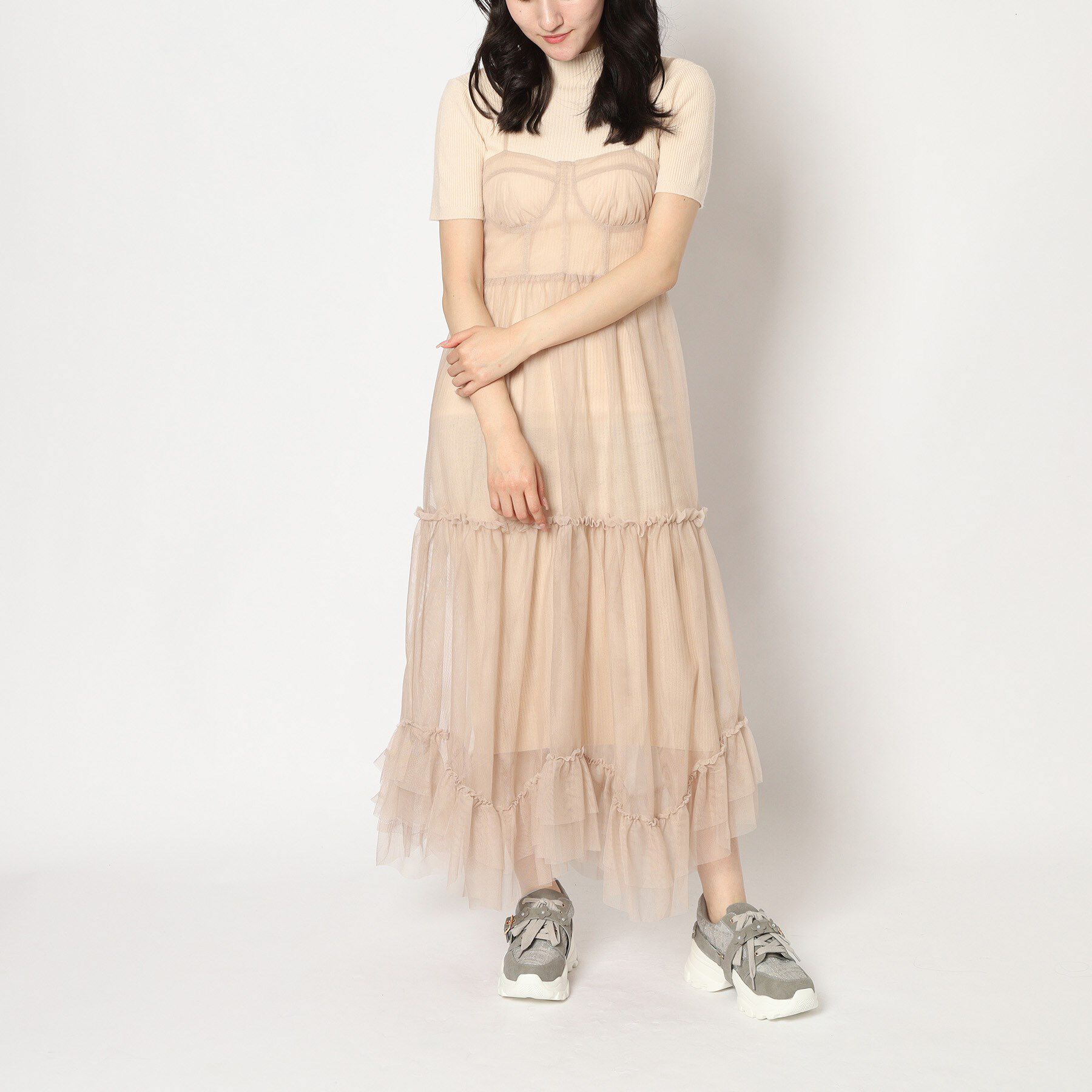 ESPERANZA「ツイード風フラワーベルト厚底スニーカー」|スニーカー|