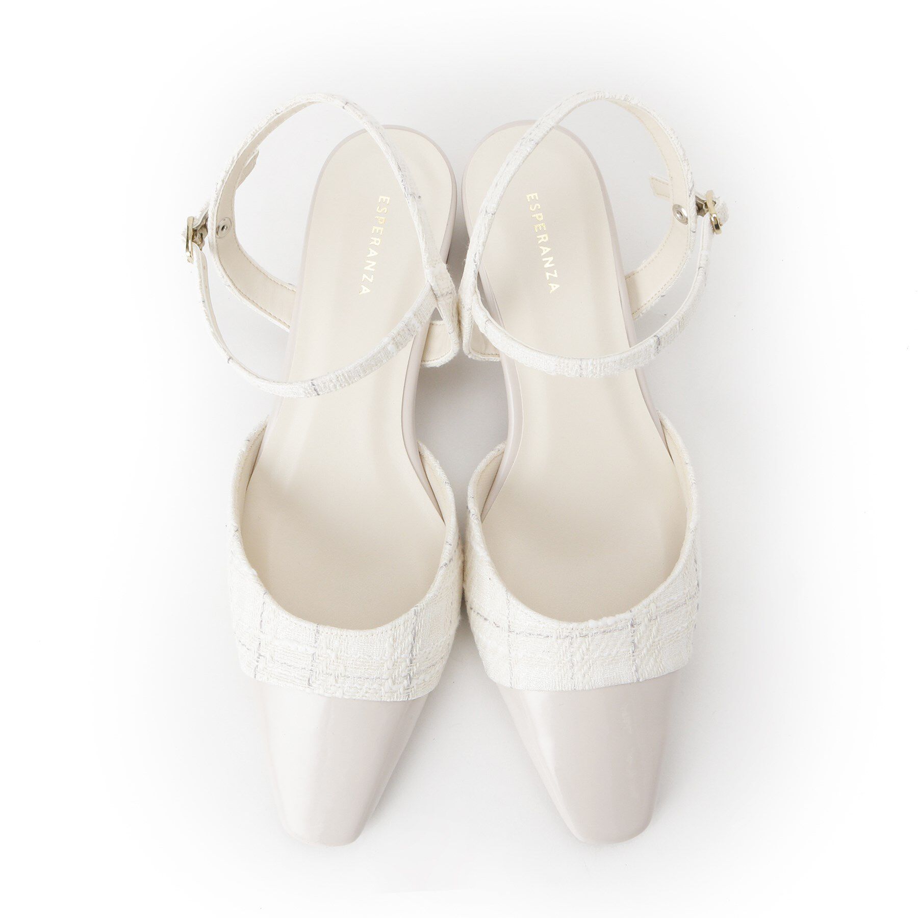 ESPERANZA「エナメル&times;ツイードストラップパンプス」|サンダル|