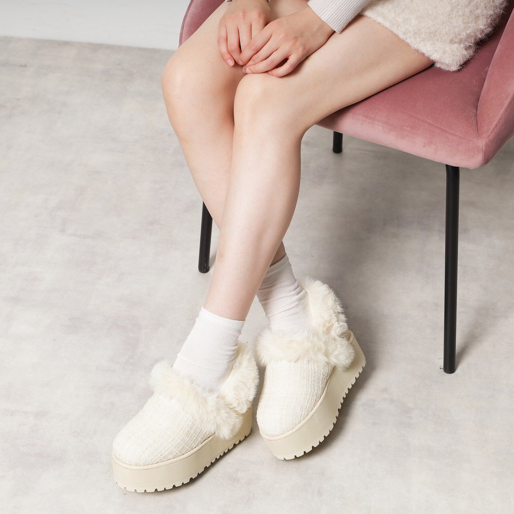 ESPERANZA「厚底2WAYフェイクムートンサボ」|ショートブーツ|