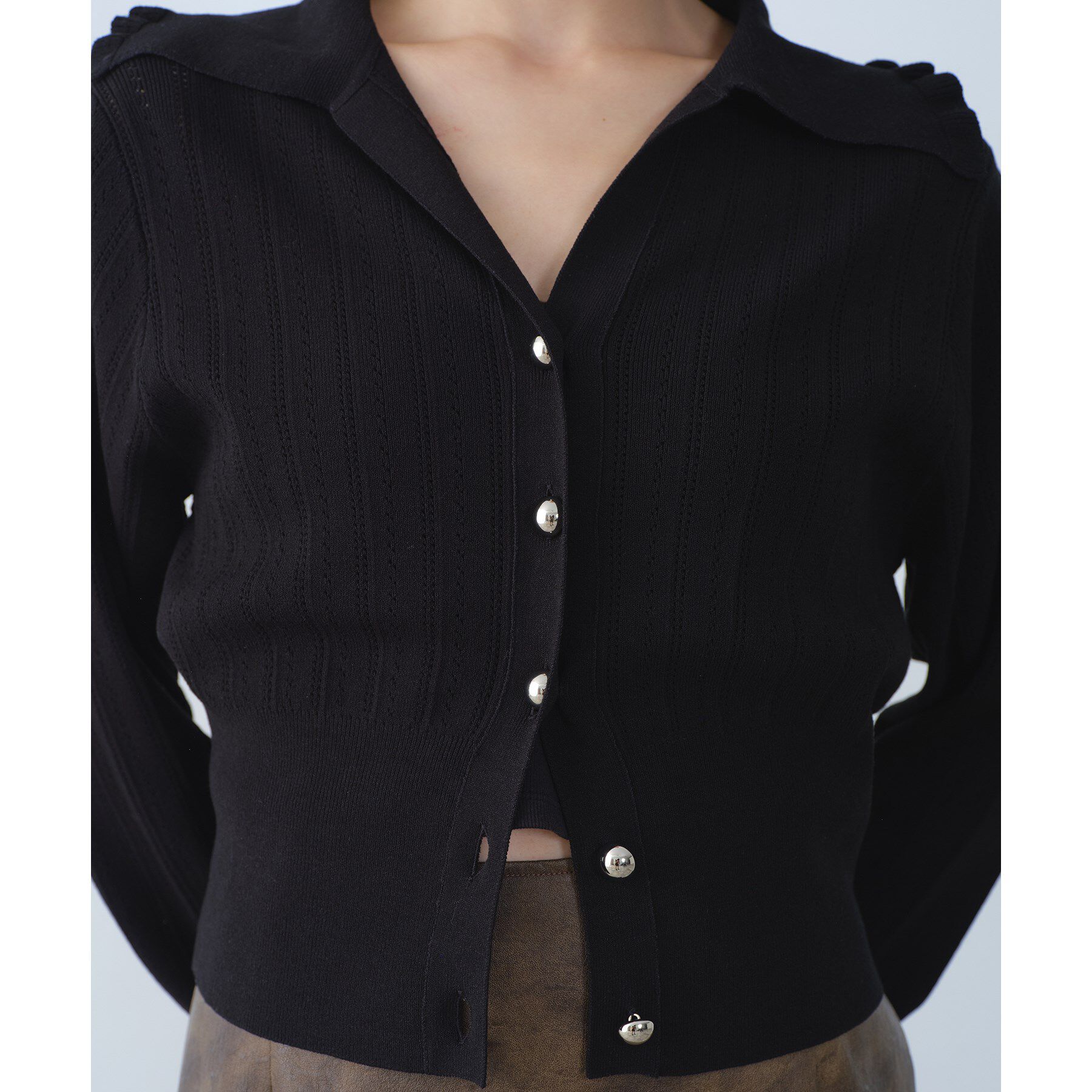 CODE A「sleek collar knit」|カーディガン|