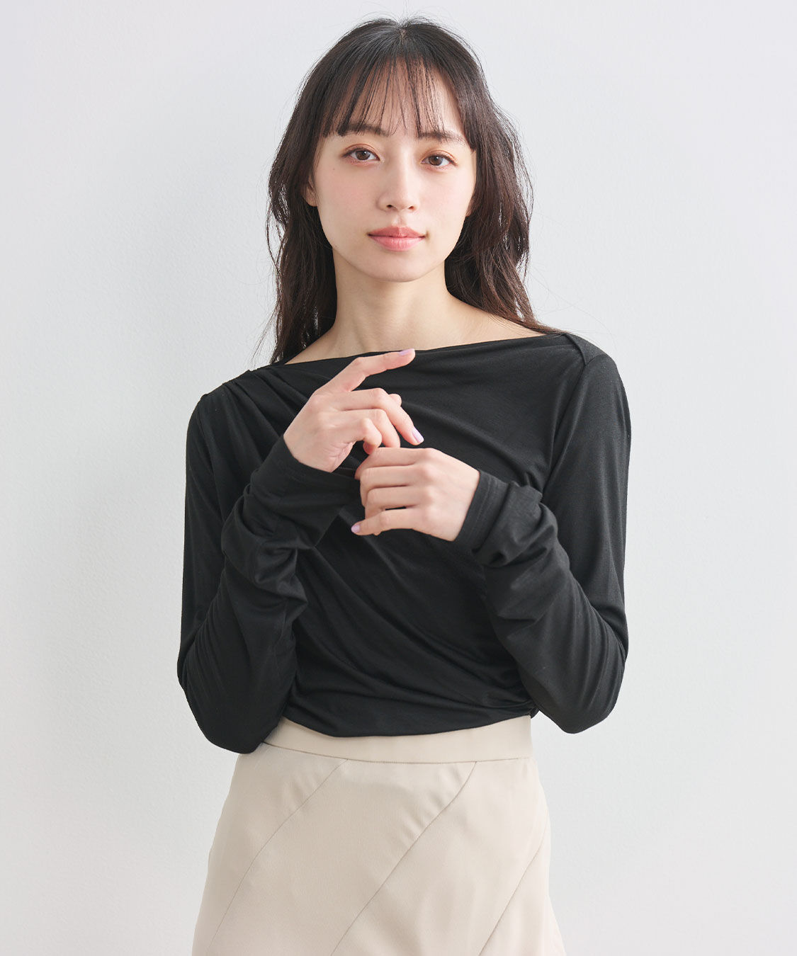 COCO DEAL「アシメネックドレープカットソー」|Tシャツ・カットソー|