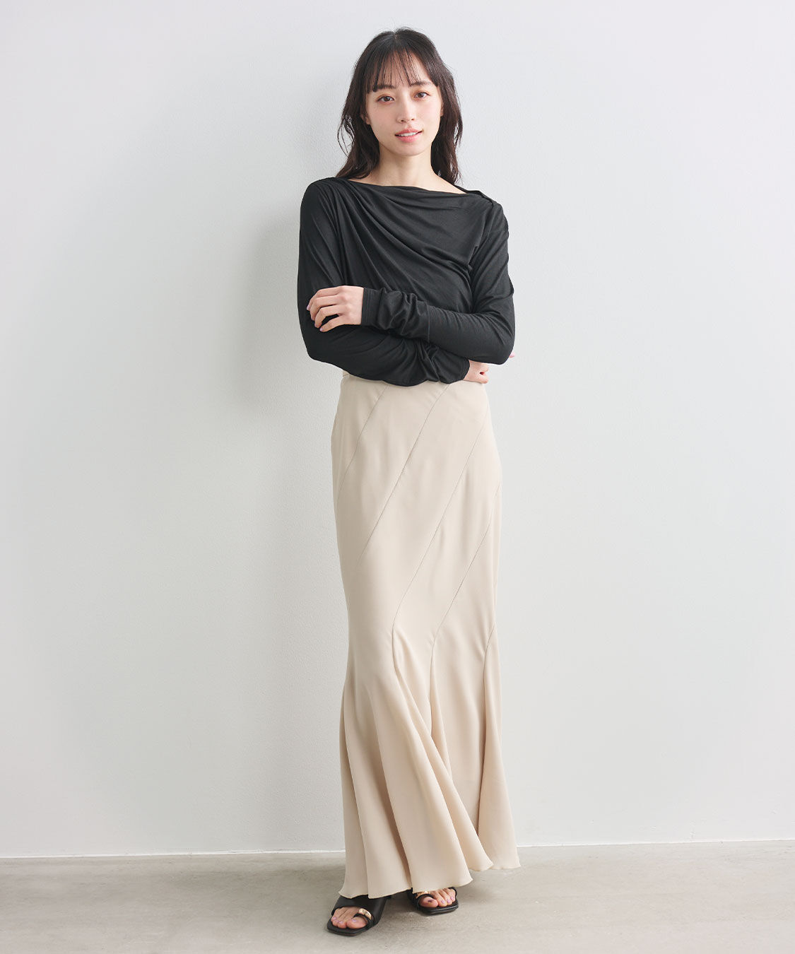 COCO DEAL「アシメネックドレープカットソー」|Tシャツ・カットソー|