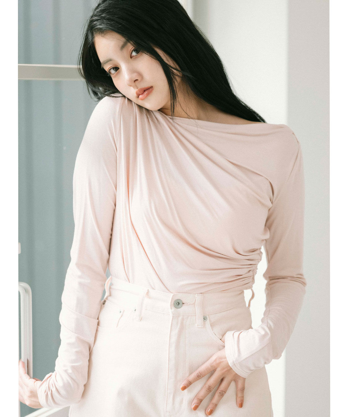 COCO DEAL「アシメネックドレープカットソー」|Tシャツ・カットソー|ピンク