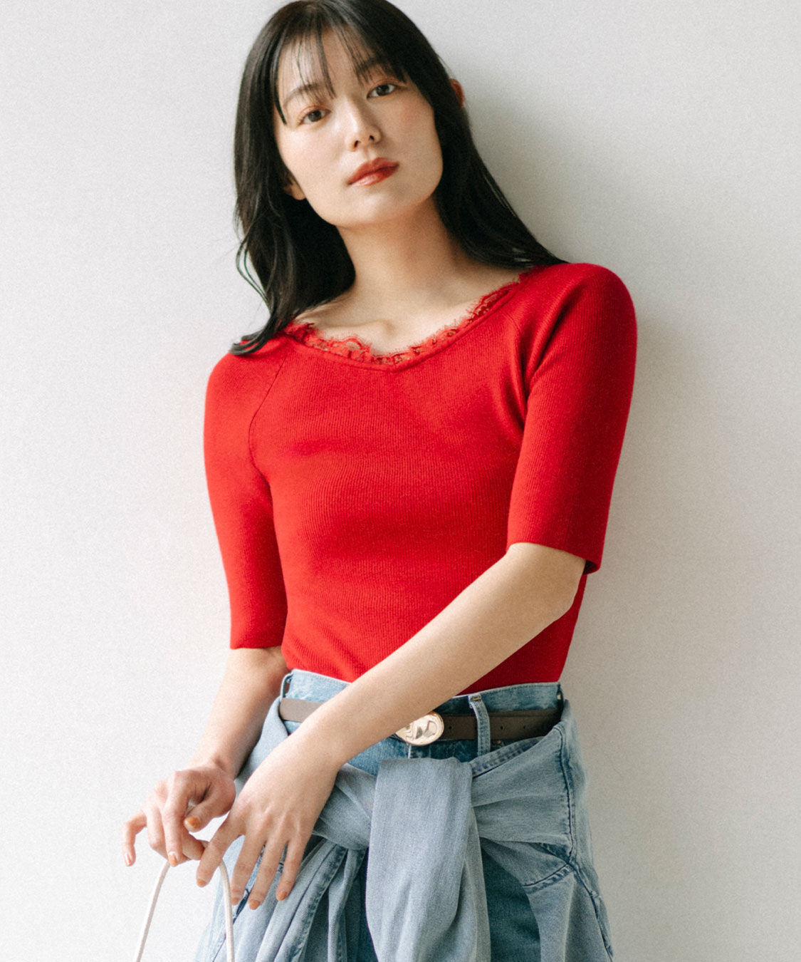 COCO DEAL「ネックレースニット」|ニット・セーター|レッド