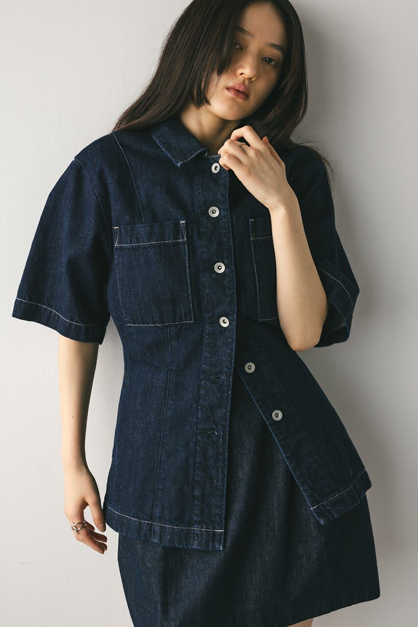 STYLEMIXER「ハーフスリーブシェイプデニムシャツ」|シャツ・ブラウス|