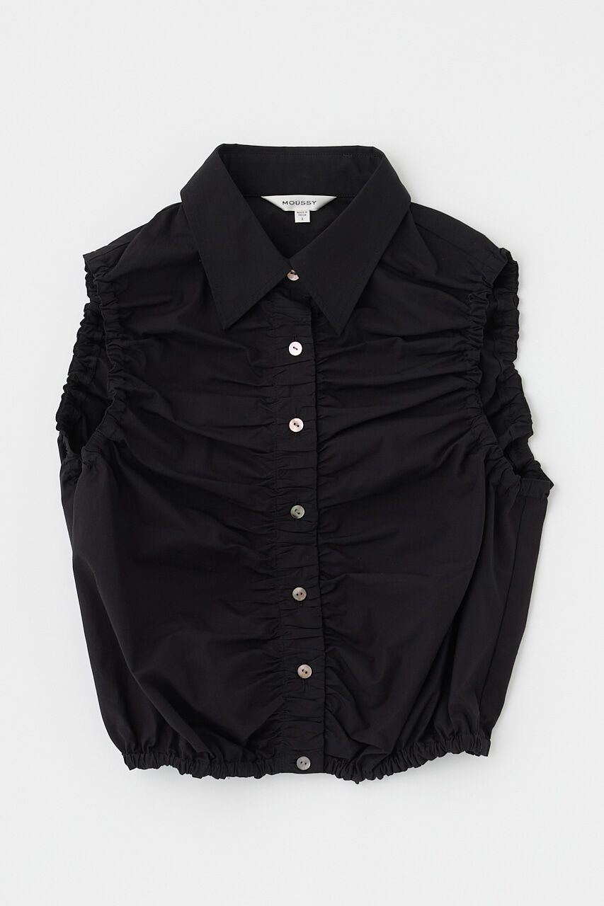 MOUSSY「GATHER SLEEVELESS シャツ」|シャツ・ブラウス|