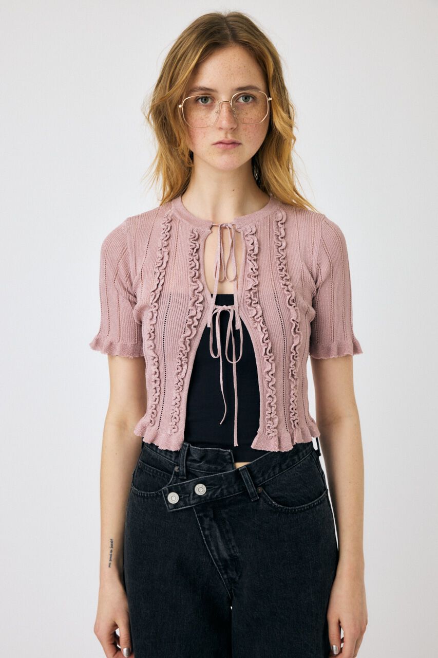 MOUSSY「FRILL STRIPED カーディガン」|ニット・セーター|