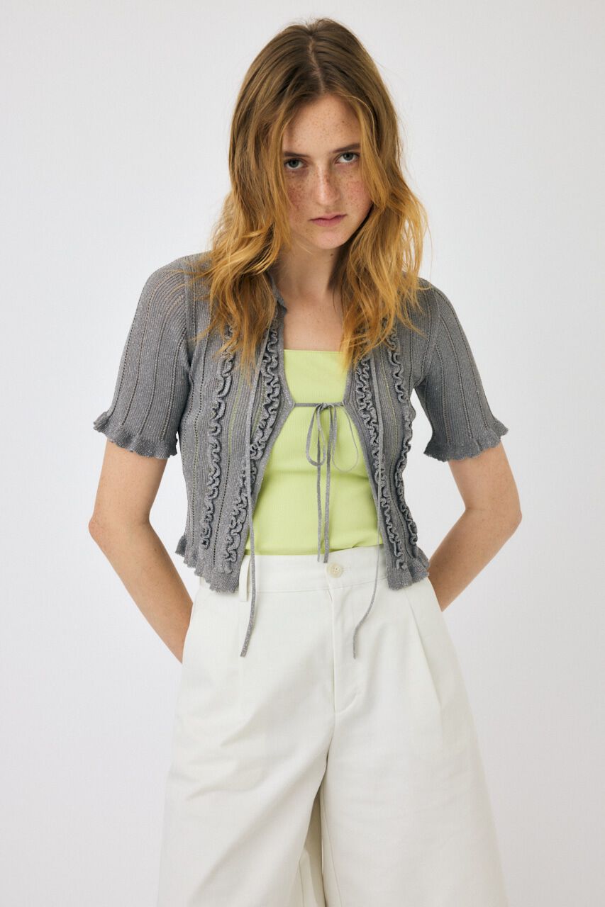 MOUSSY「FRILL STRIPED カーディガン」|ニット・セーター|