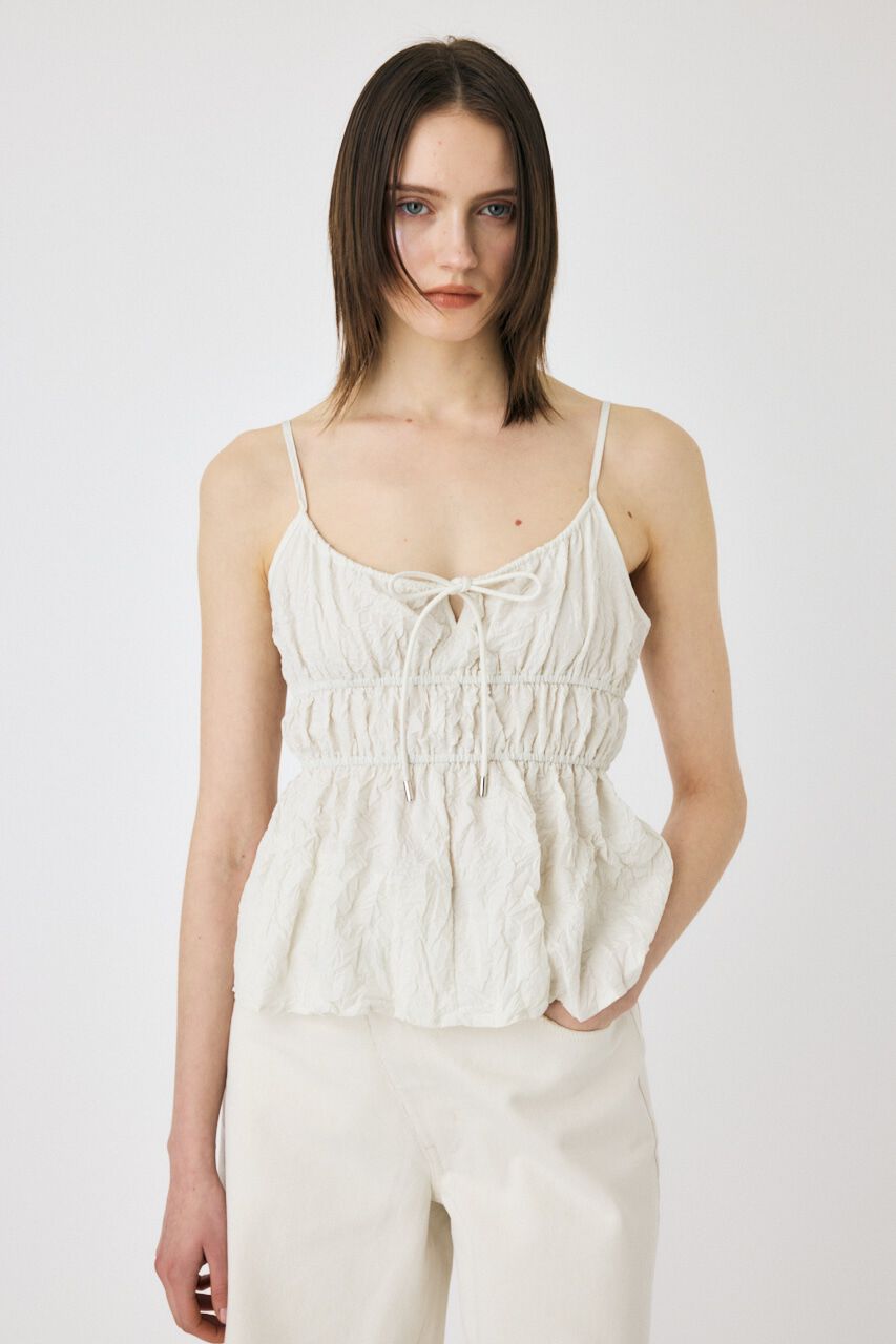 MOUSSY「CRINKLED サテンキャミ」|キャミソール|O/WHT1