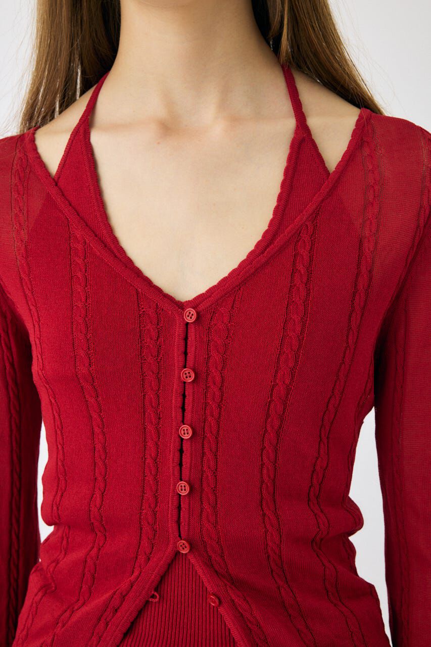 MOUSSY「SHEER CABLE カーディガン」|カーディガン|